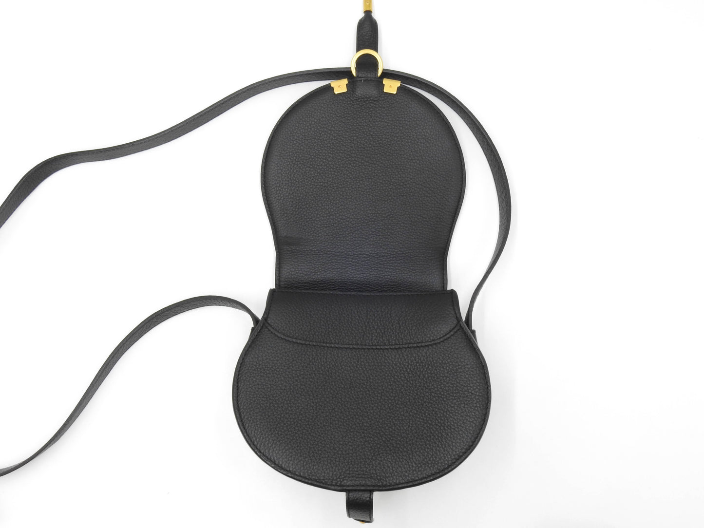 CHLOE Marcie Small Saddle Bag NM Crossbody Shoulder Bag Calf Leather Black