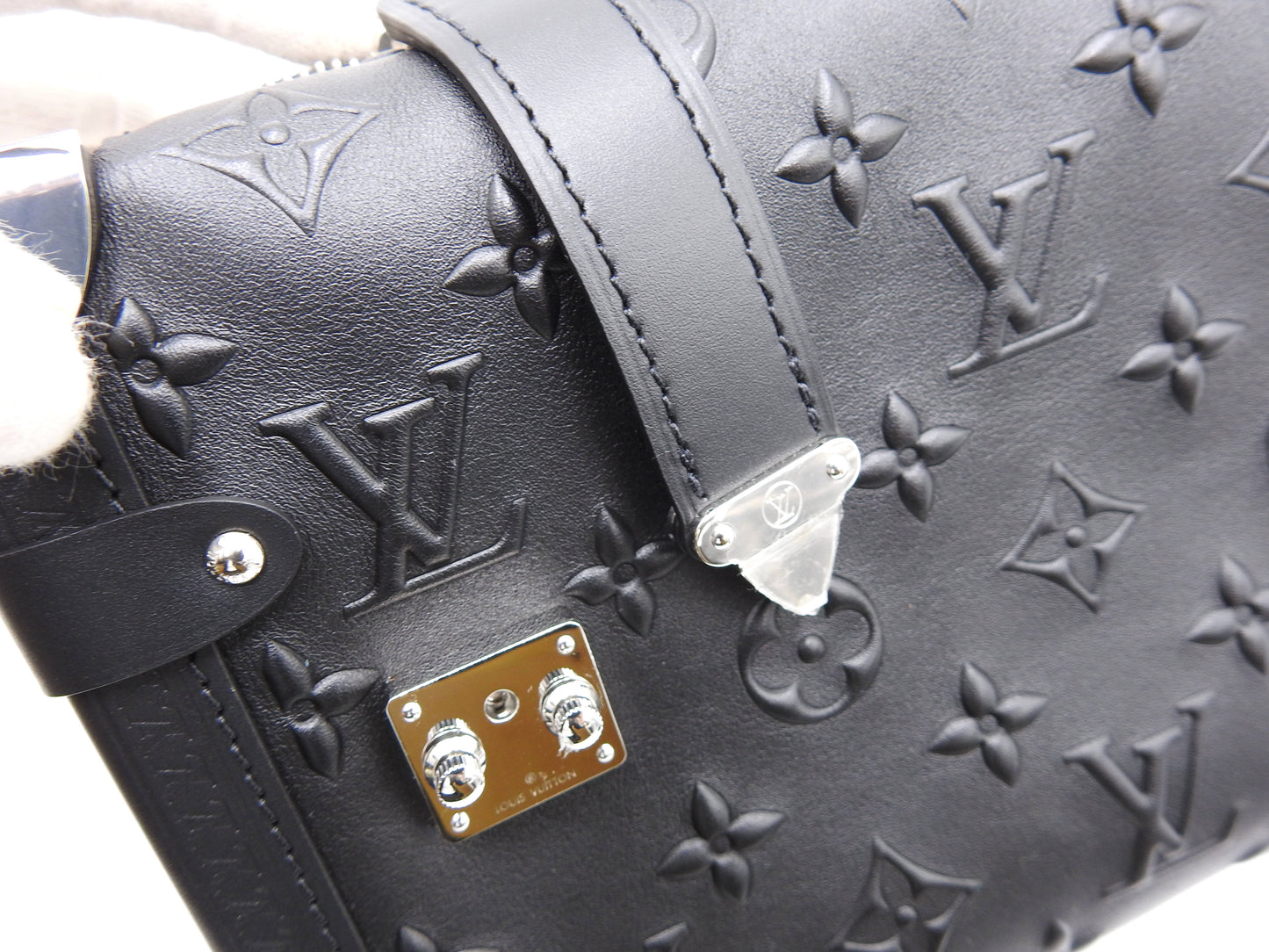 LOUIS VUITTON Monogram Seal Side Trunk 2way Shoulder Hand Bag Black M21709