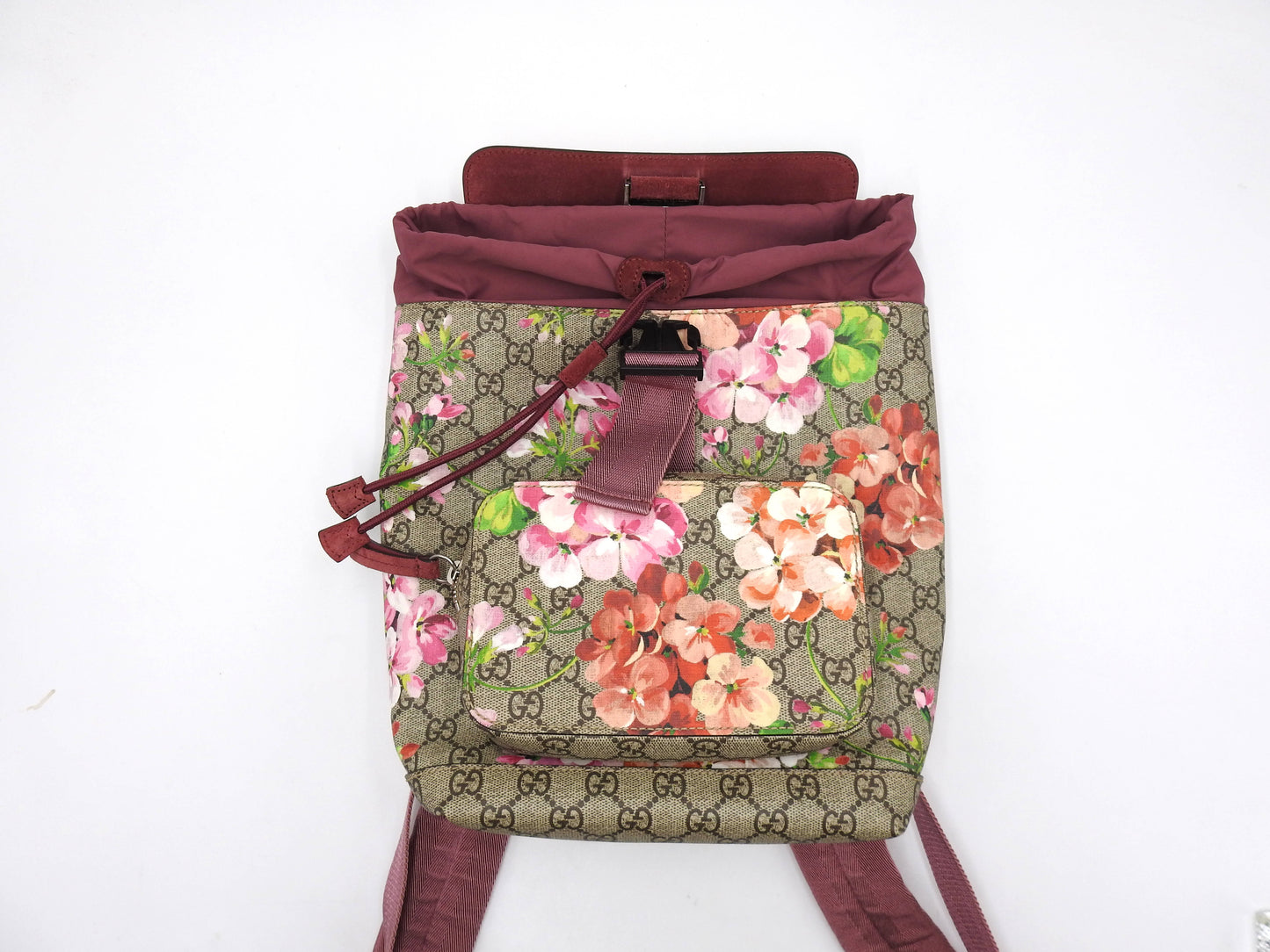 GUCCI GG Blooms Supreme Backpack Bag PVC Pink Red Beige 410544