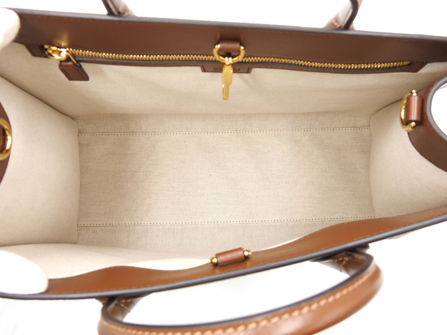 GUCCI Interlocking GG Supreme Medium 2way Tote Bag Beige Brown 674148