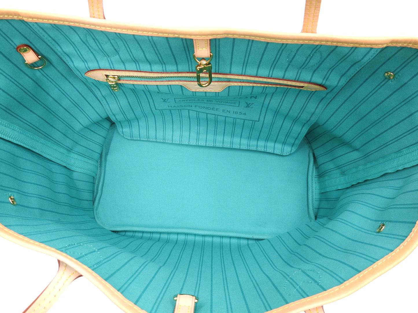 LOUIS VUITTON Monogram V Neverfull MM Tote Shoulder Bag Turquoise M41601