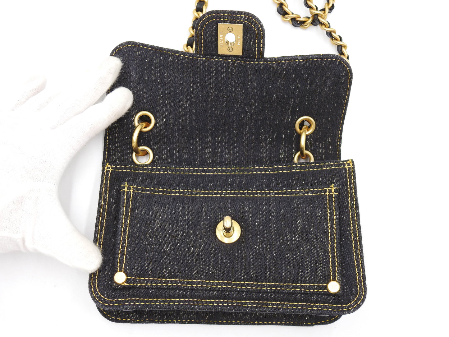 Chanel CC Mini Matelasse Denim Double You Flap Shoulder Hand Bag AS4051