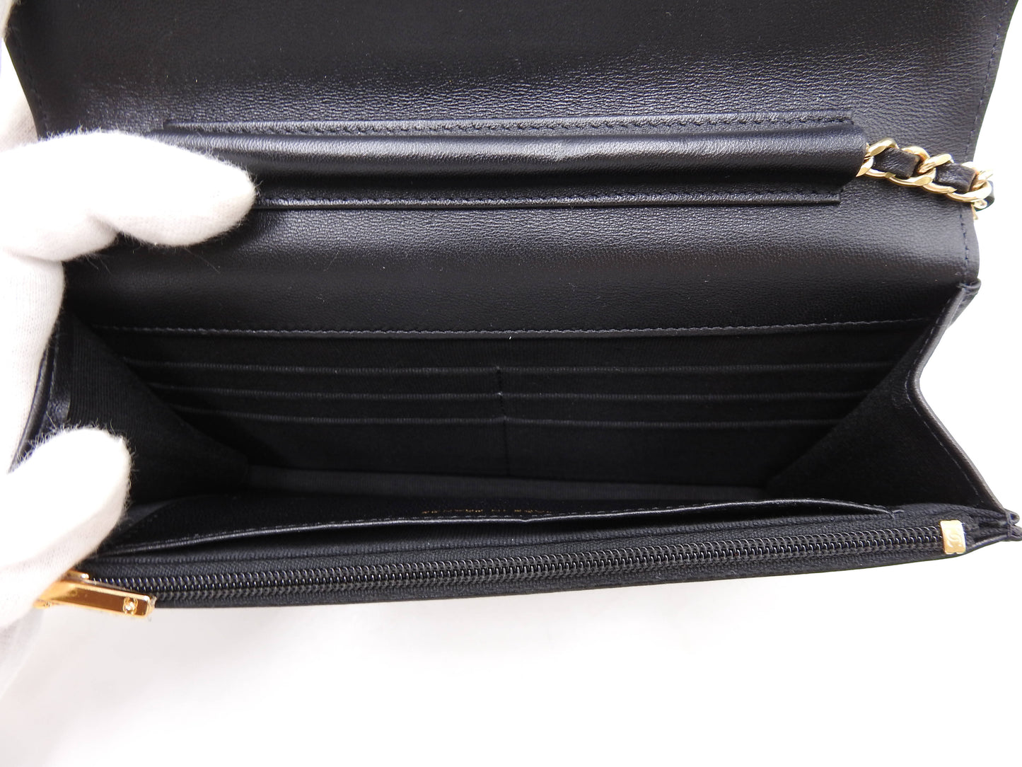CHANEL CC Matelasse Casino Wallet On Chain Shoulder Bag Lambskin Black