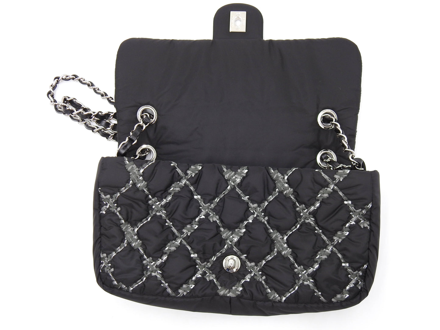 CHANEL CC Matelasse Paris Byzance Chain Shoulder Bag Nylon Black A50629