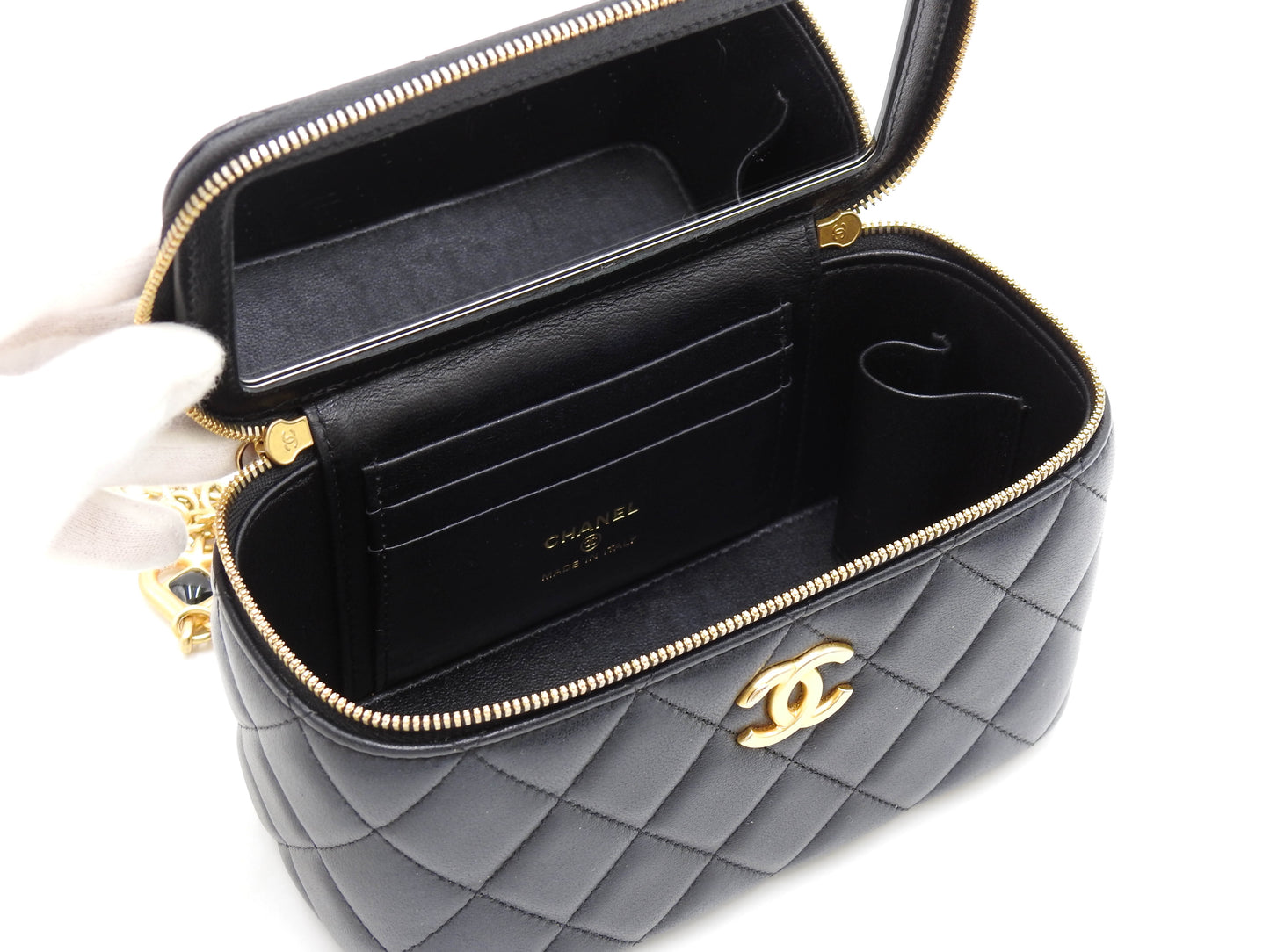 CHANEL CC Matelasse Chain Vanity Bag Shoulder Bag Lambskin Black Gold