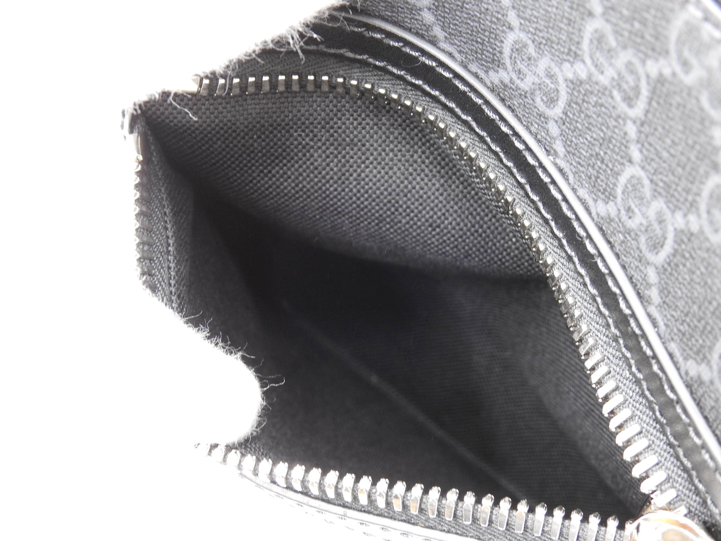 GUCCI GG Supreme Small Messenger Shoulder Bag PVC Leather Black 792082