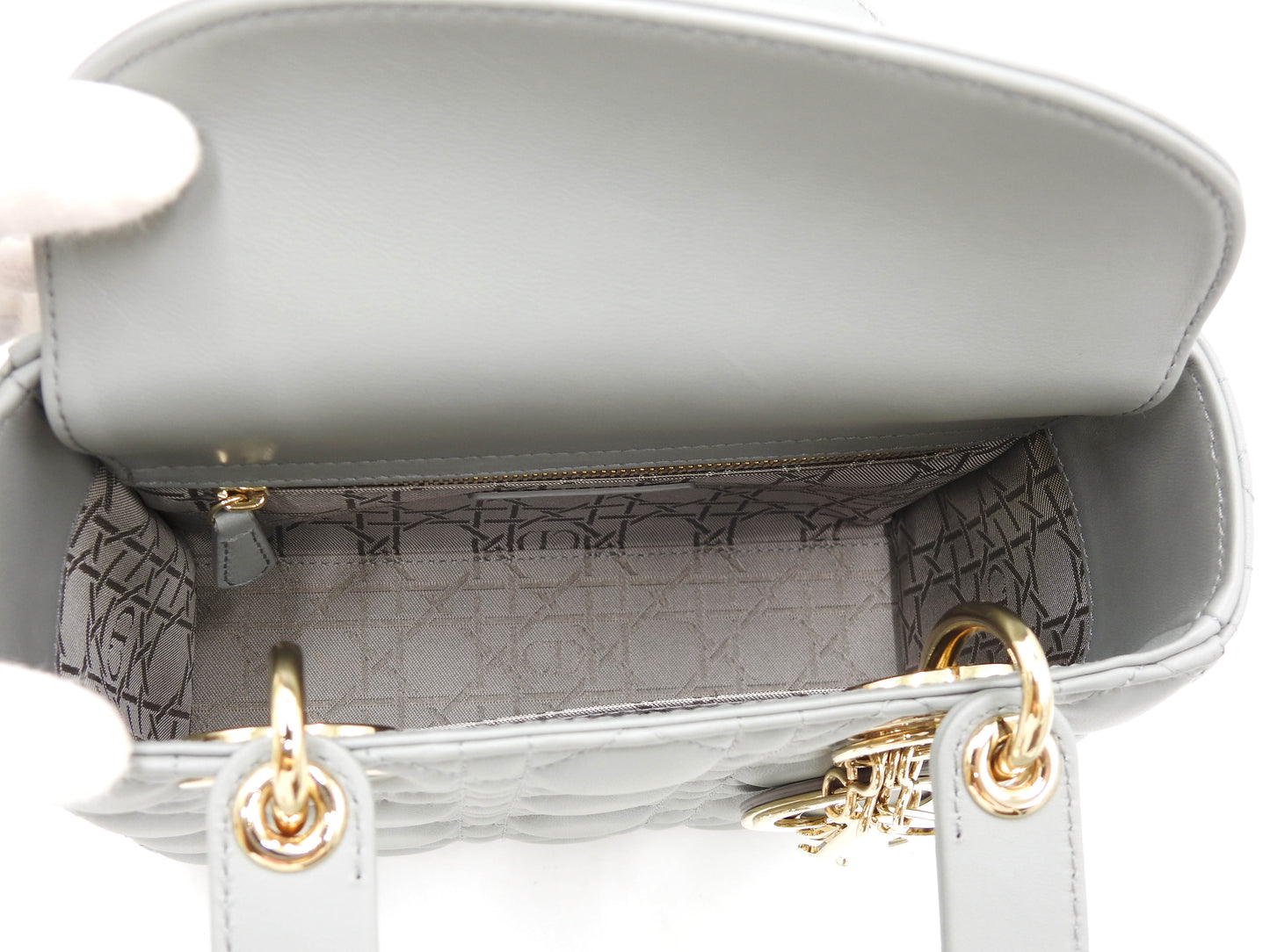 Christian Dior My ABC Lady Dior Small Shoulder Hand Bag Lambskin Gray