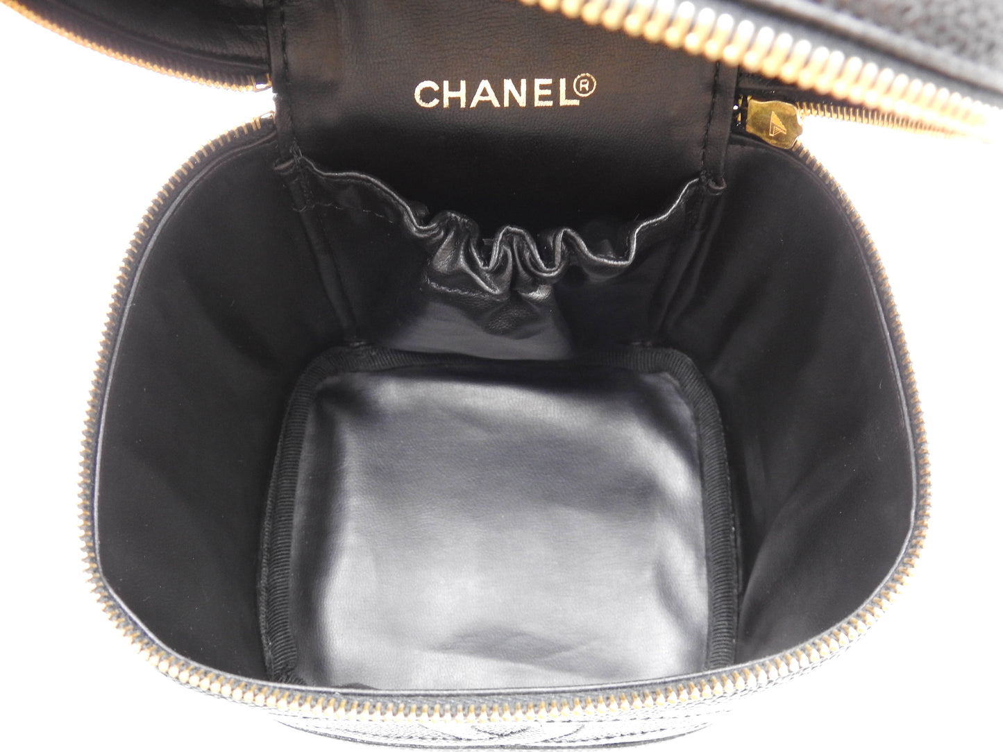 CHANEL CC Timeless Vanity Bag Cosmetic Pouch Caviarskin Black A01998