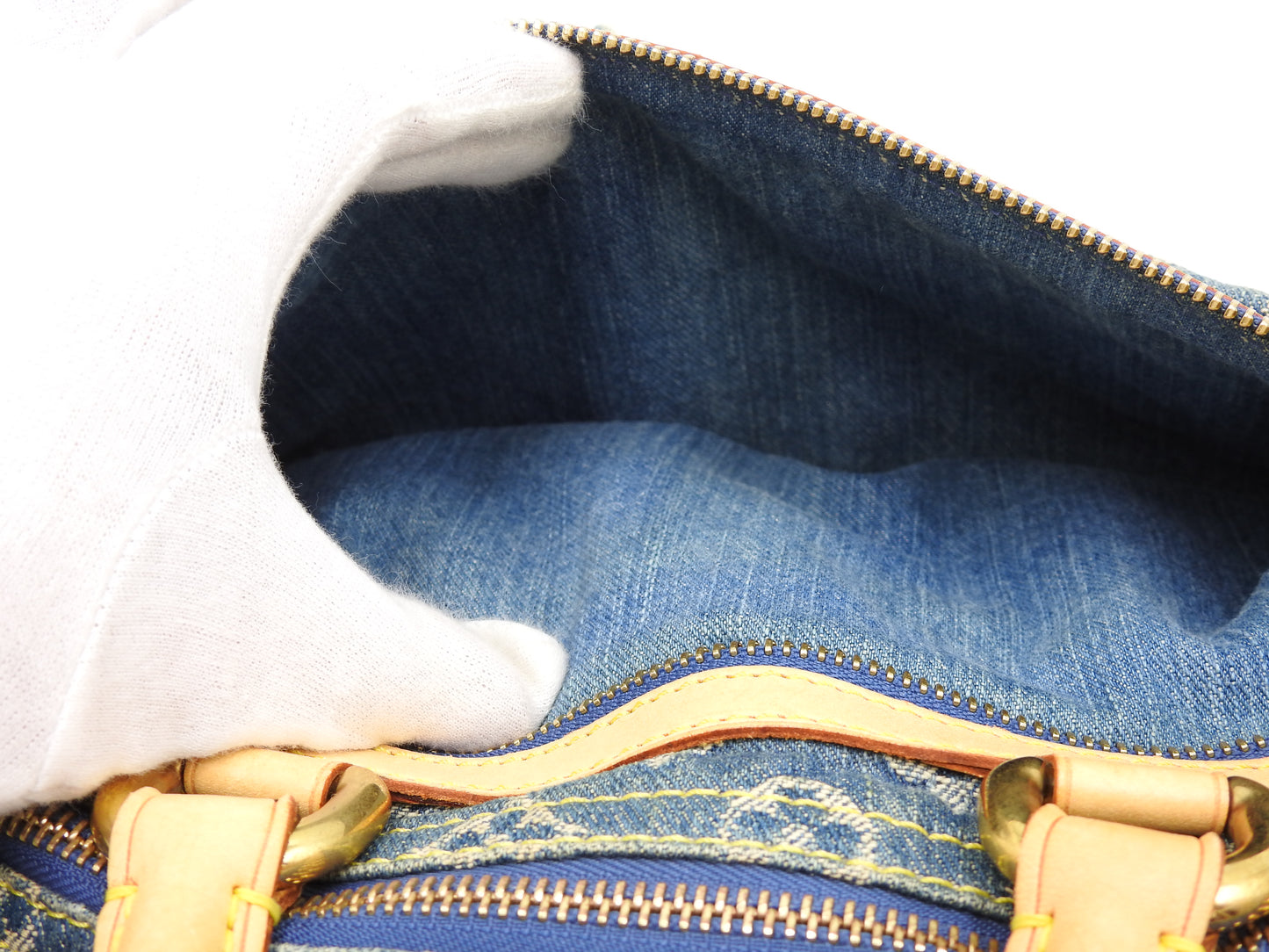 LOUIS VUITTON Monogram Denim Neo Speedy Hand Bag Boston Bag Blue M95019