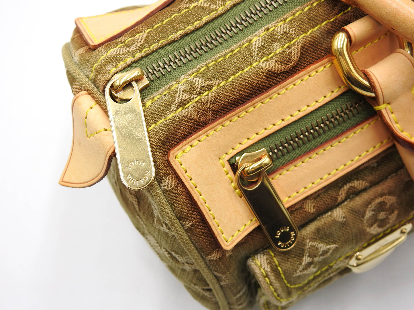 LOUIS VUITTON Monogram Denim Neo Speedy Hand Bag Boston Bag Khaki M95215