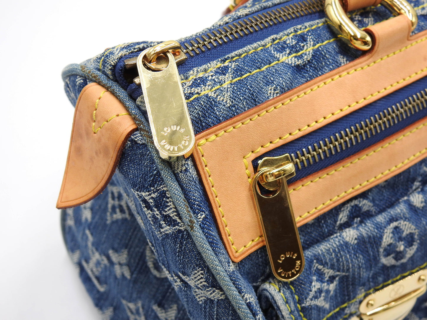LOUIS VUITTON Monogram Denim Neo Speedy Hand Bag Boston Bag Blue M95019
