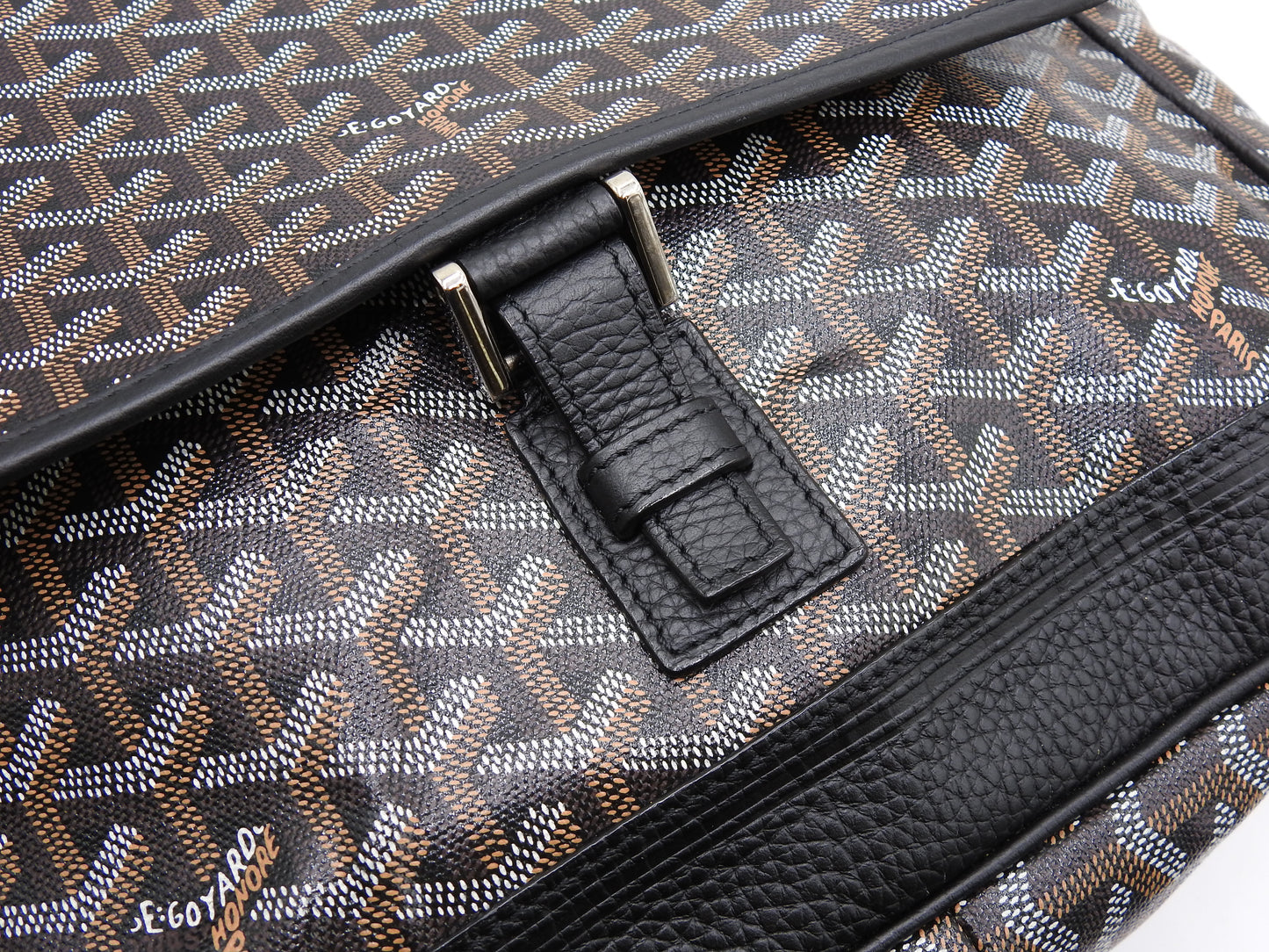 GOYARD Goyardine Grand Bleu MM Shoulder Bag PVC Canvas Leather Black