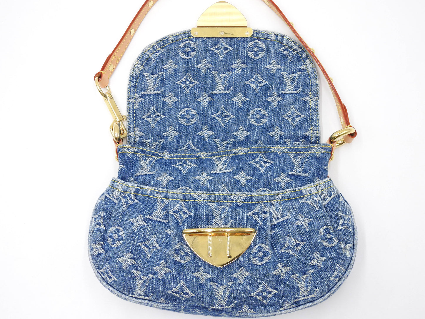 LOUIS VUITTON LV Remix Monogram Denim Sunset Shoulder Hand Bag Blue M46829