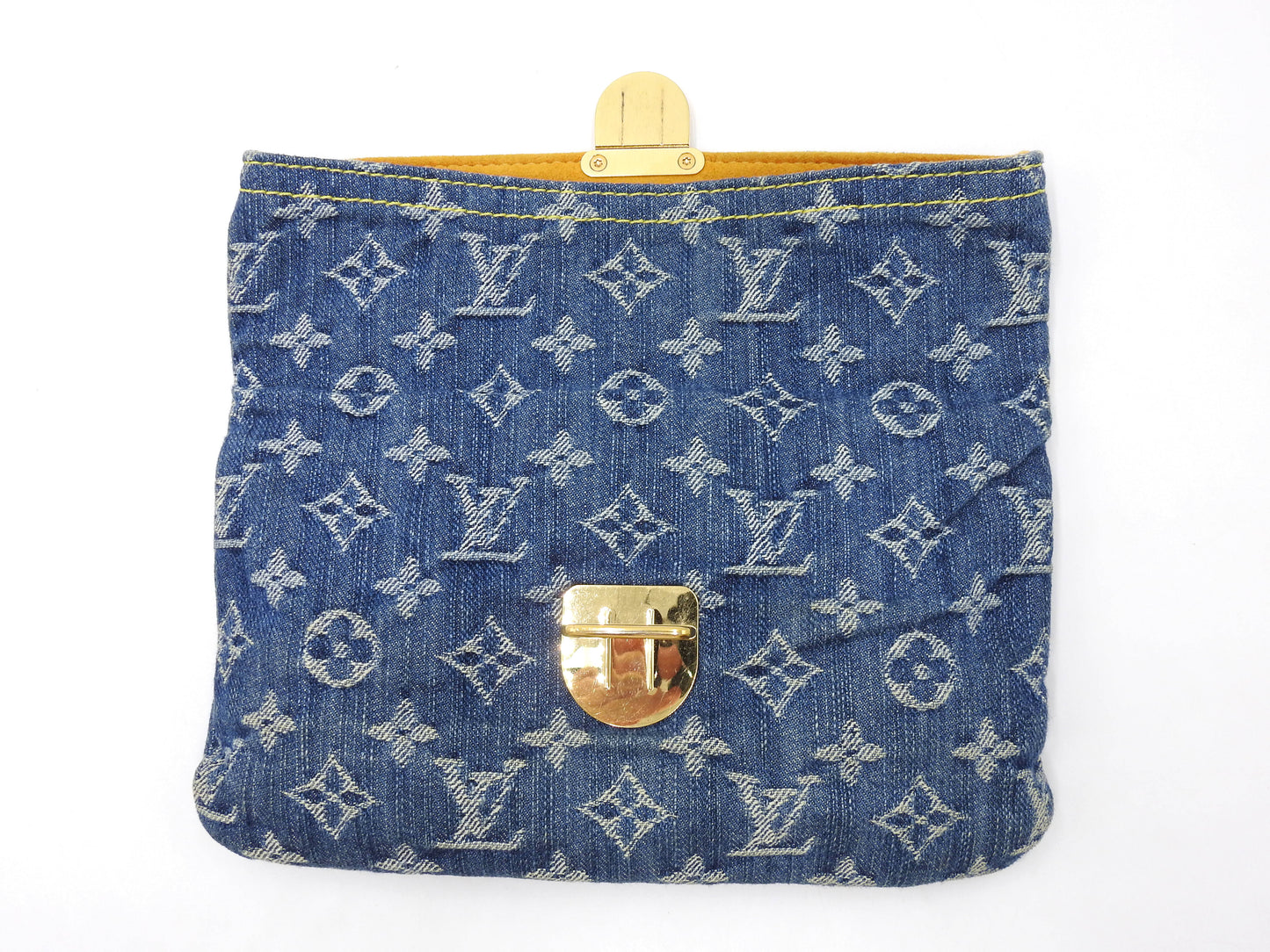 LOUIS VUITTON Monogram Denim Pochette Pratt Clutch Second Bag M95007