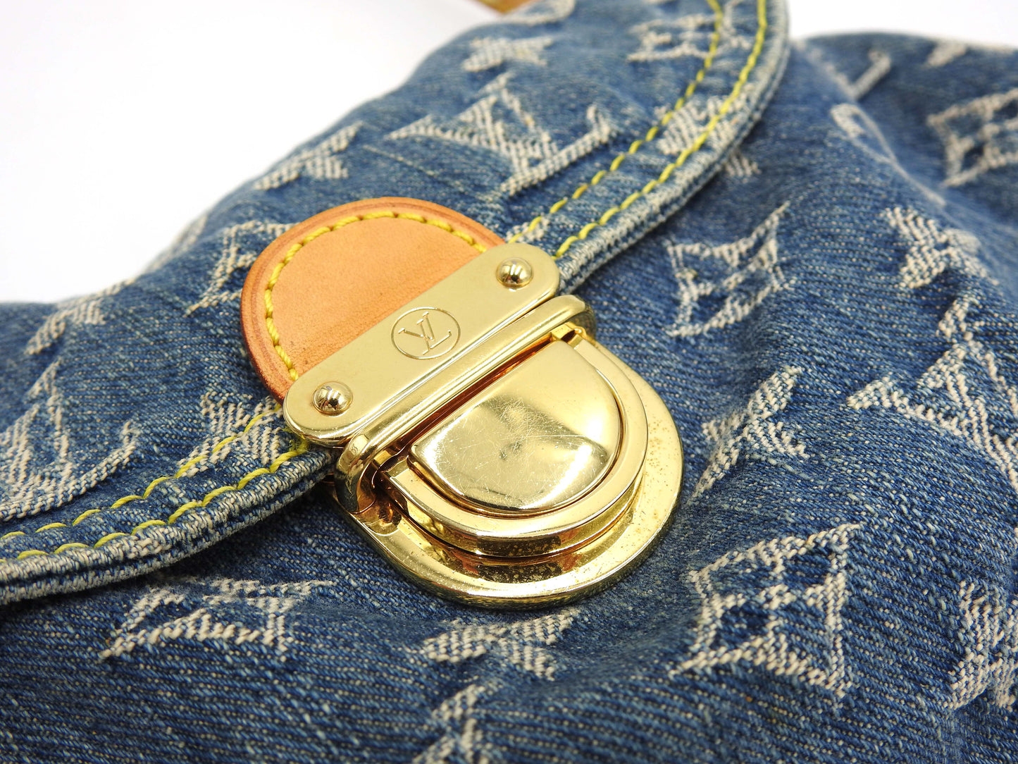 LOUIS VUITTON Mini Pleaty Monogram Denim Shoulder Hand Bag Blue M95050