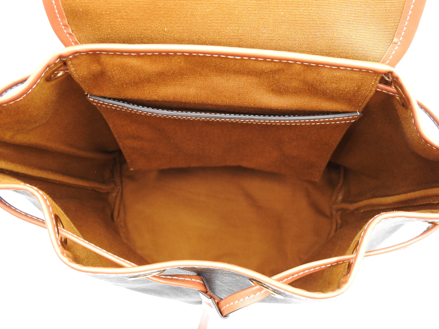 CELINE Triomph Folco Medium Backpack Bag PVC Canvas Tan Dark Brwon 197662