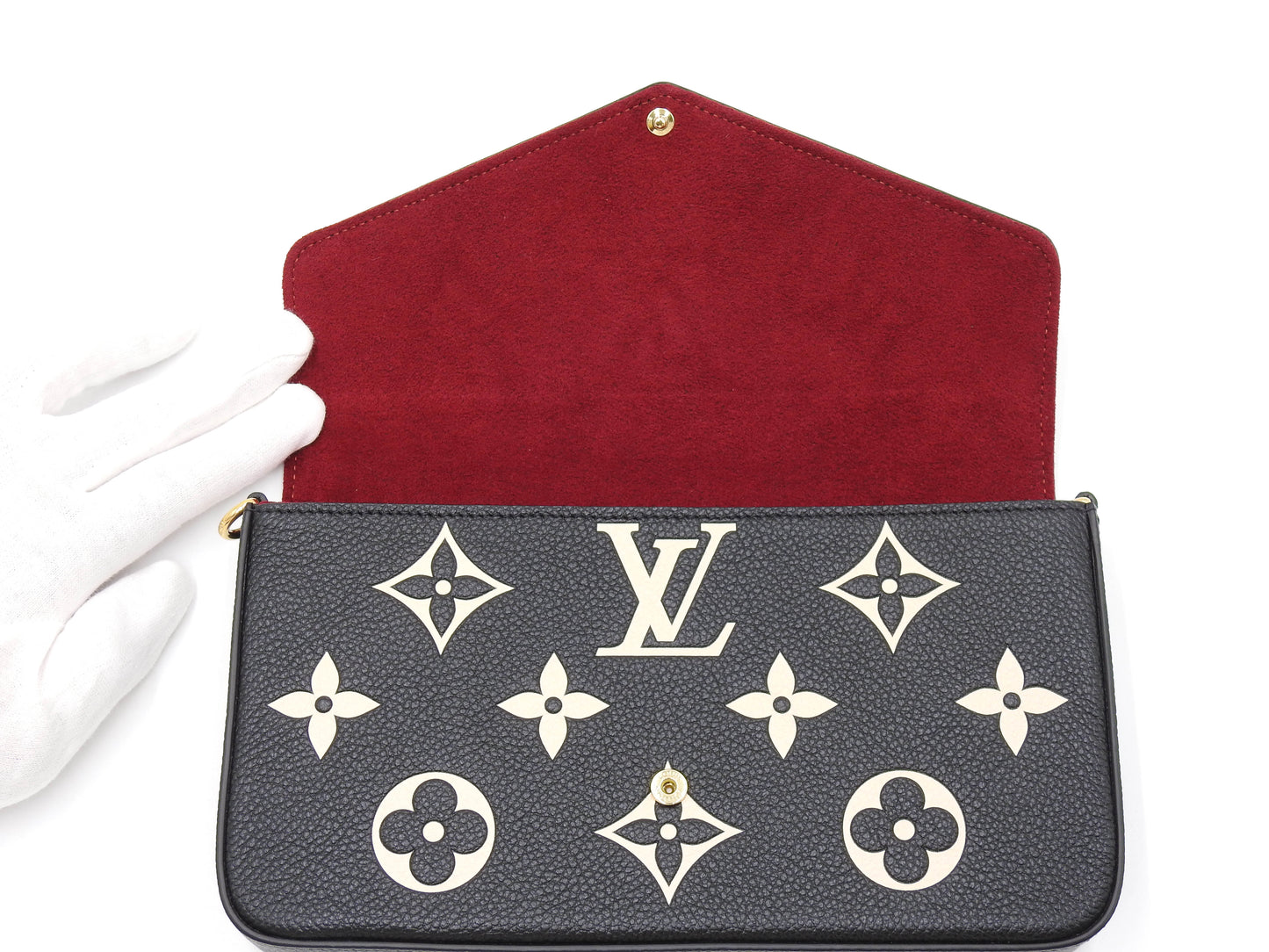 LOUIS VUITTON Pochette Felicie Clutch Hand Bag Empreinte Black Beige M82479