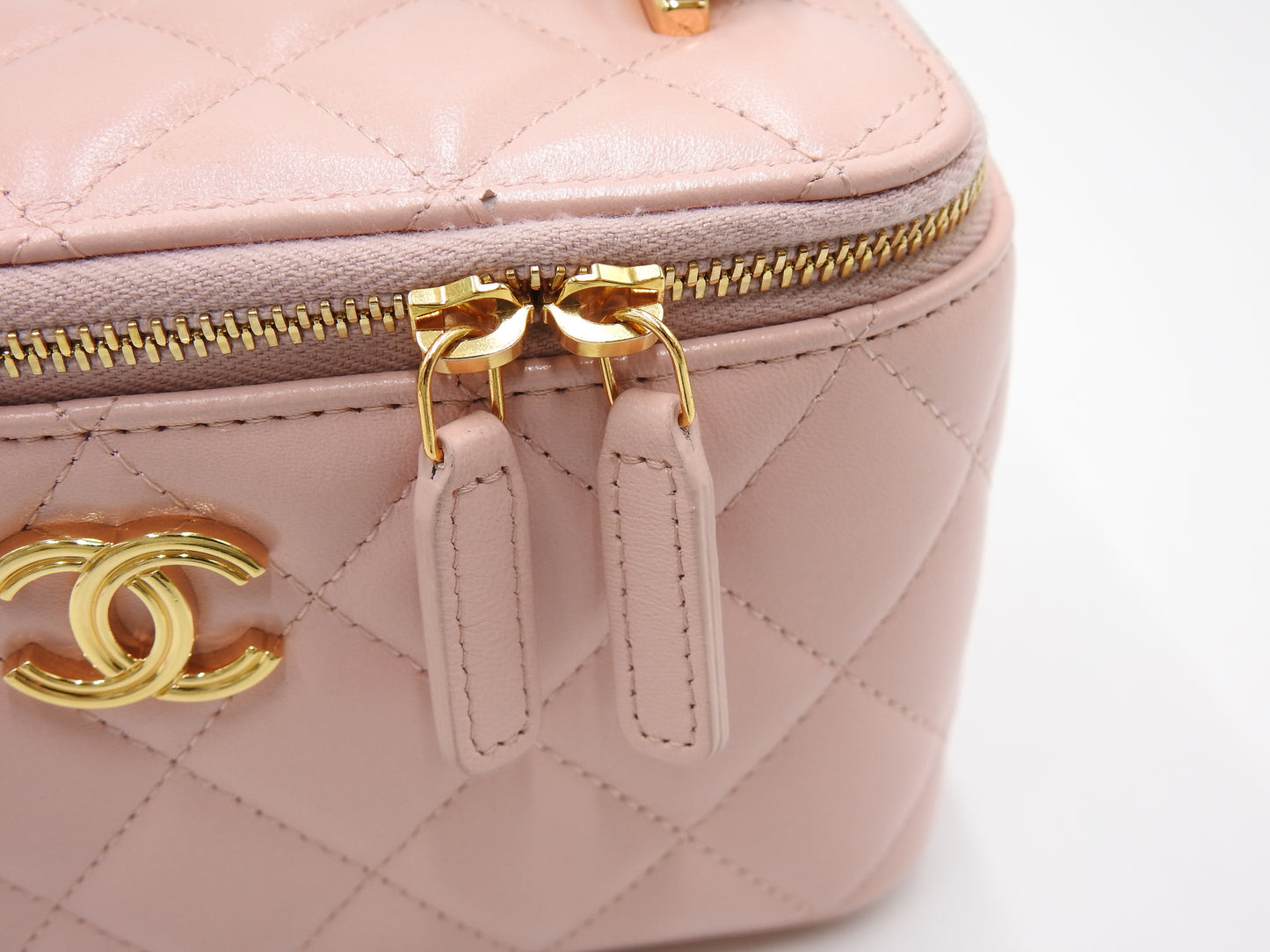 CHANEL CC Matelasse Top Handle 2way Small Chain Vanity Bag Lambskin Pink