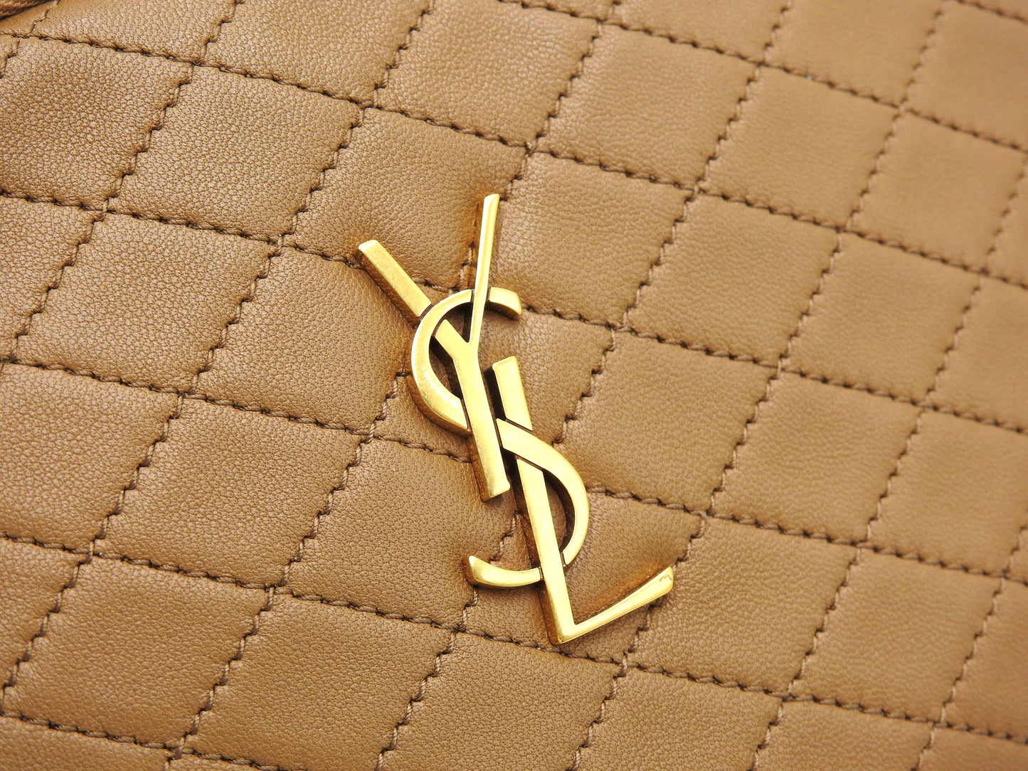 SAINT LAURENT PARIS Gaby Chain Pouch Shoulder Bag Leather Brown 733667