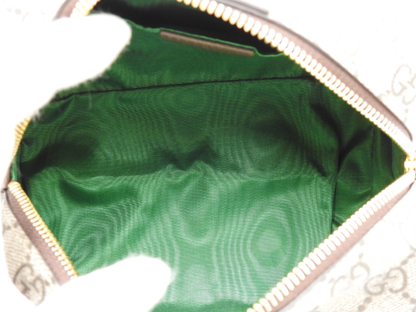 GUCCI GG Supreme Cosmetic Pouch PVC Leather Beige Brown Green 548393