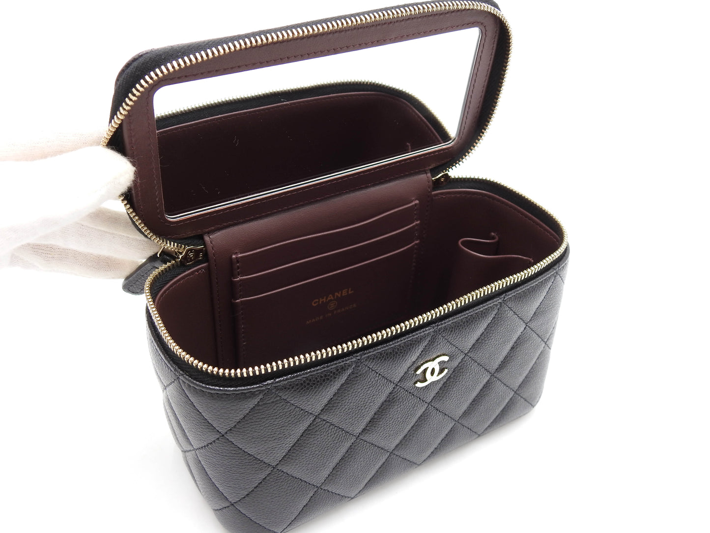 CHANEL CC Matelasse Chain Vanity Bag Shoulder Bag Caviarskin Black AP1341