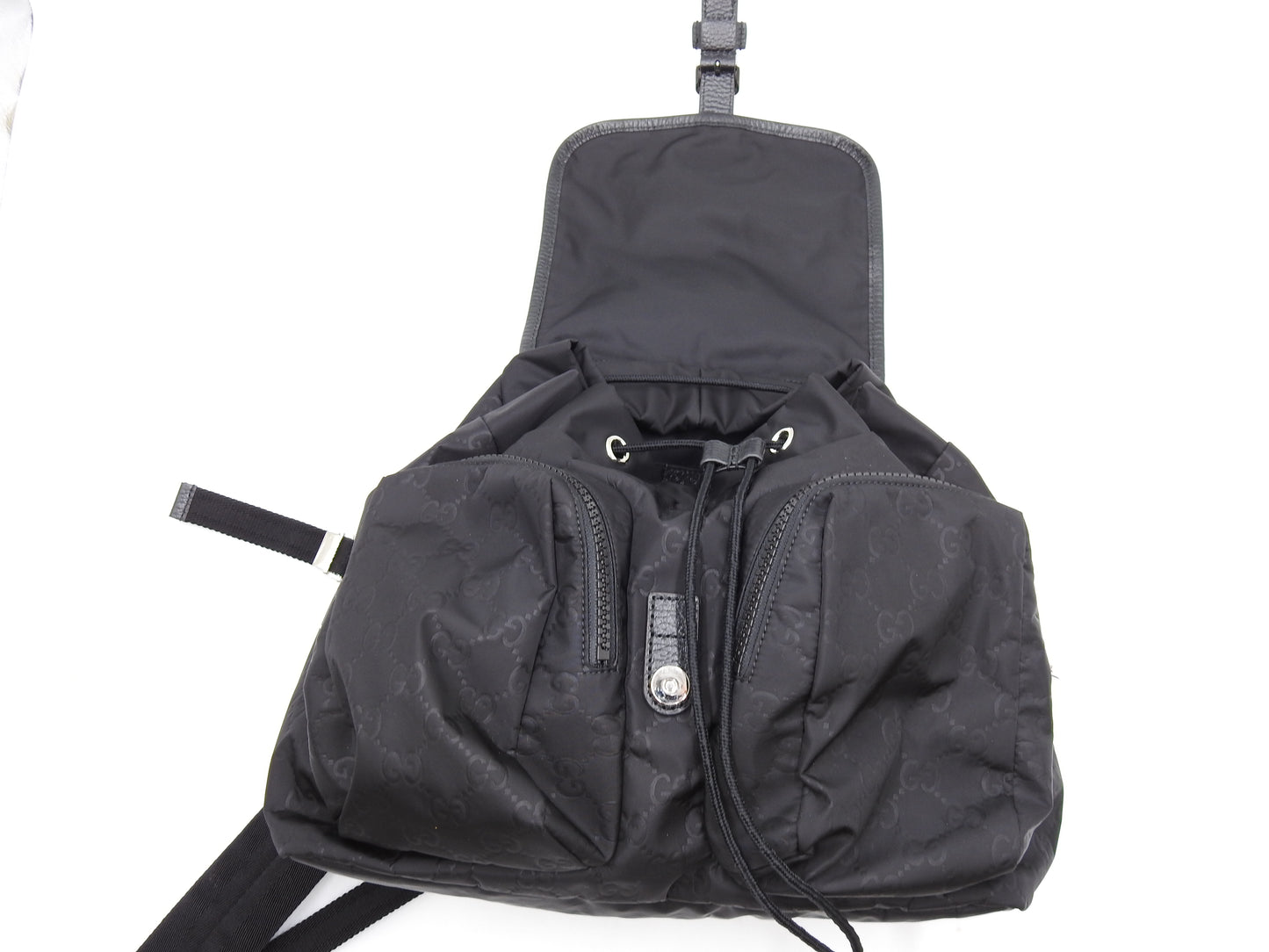 GUCCI GG Nylon Leather Backpack Bag Black 510343 Outlet