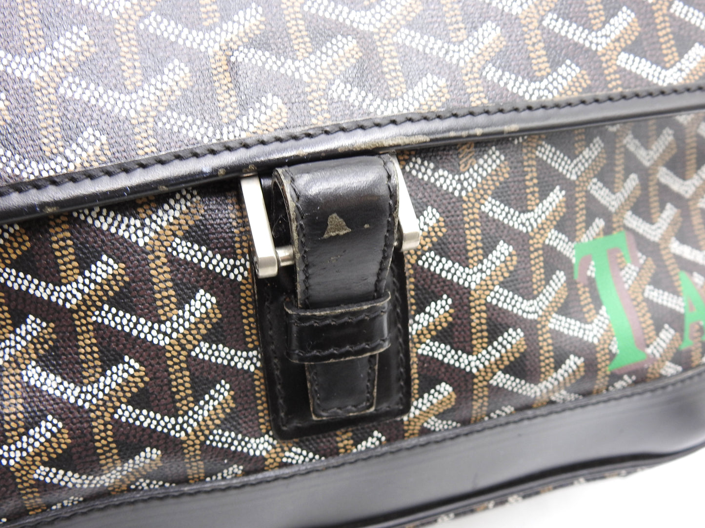 GOYARD Goyardine Grand Bleu MM Shoulder Bag PVC Canvas Leather Black Y-1802