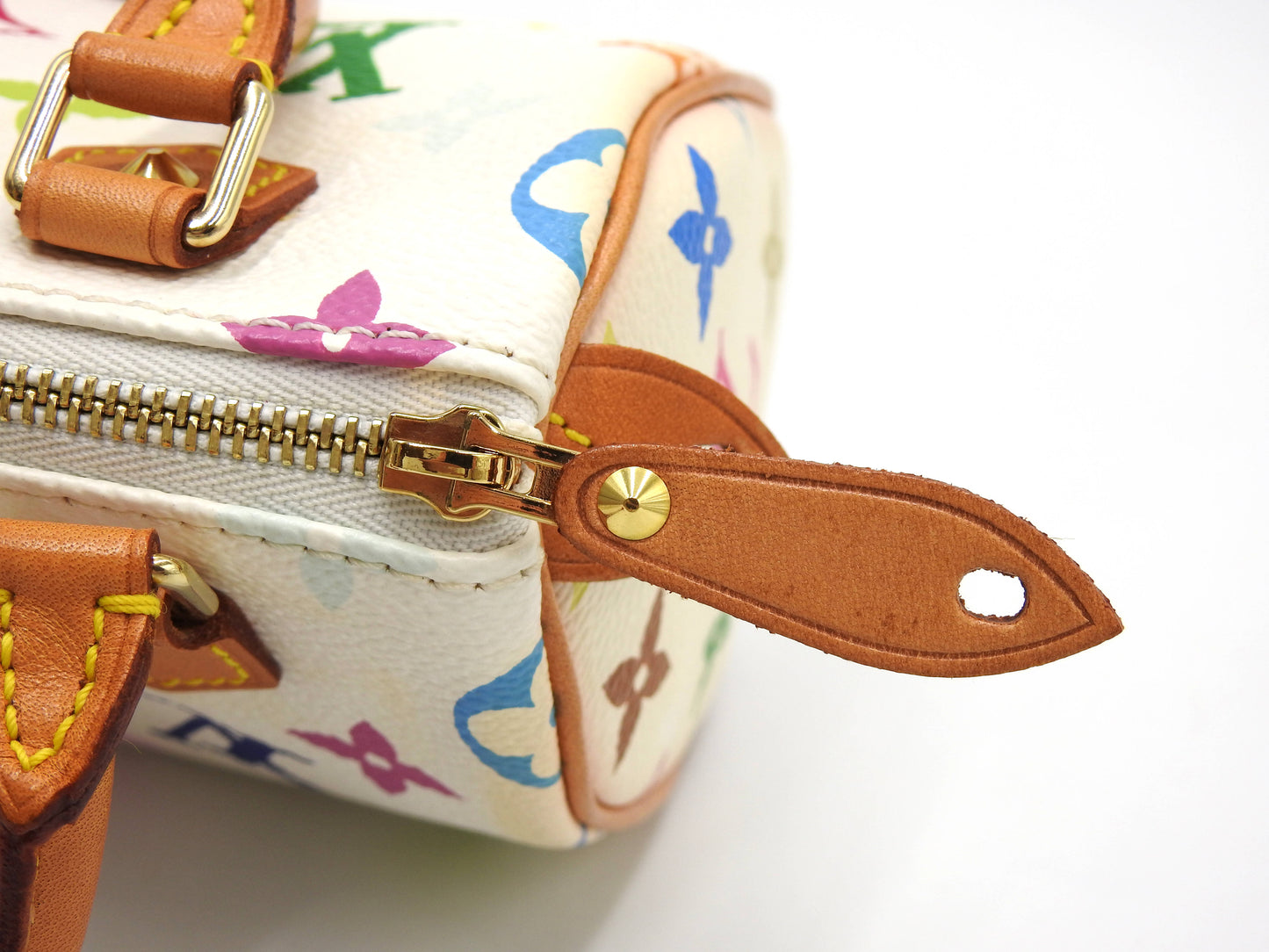 LOUIS VUITTON Monogram Mini Speedy Hand Bag Multicolor Bron White M92645