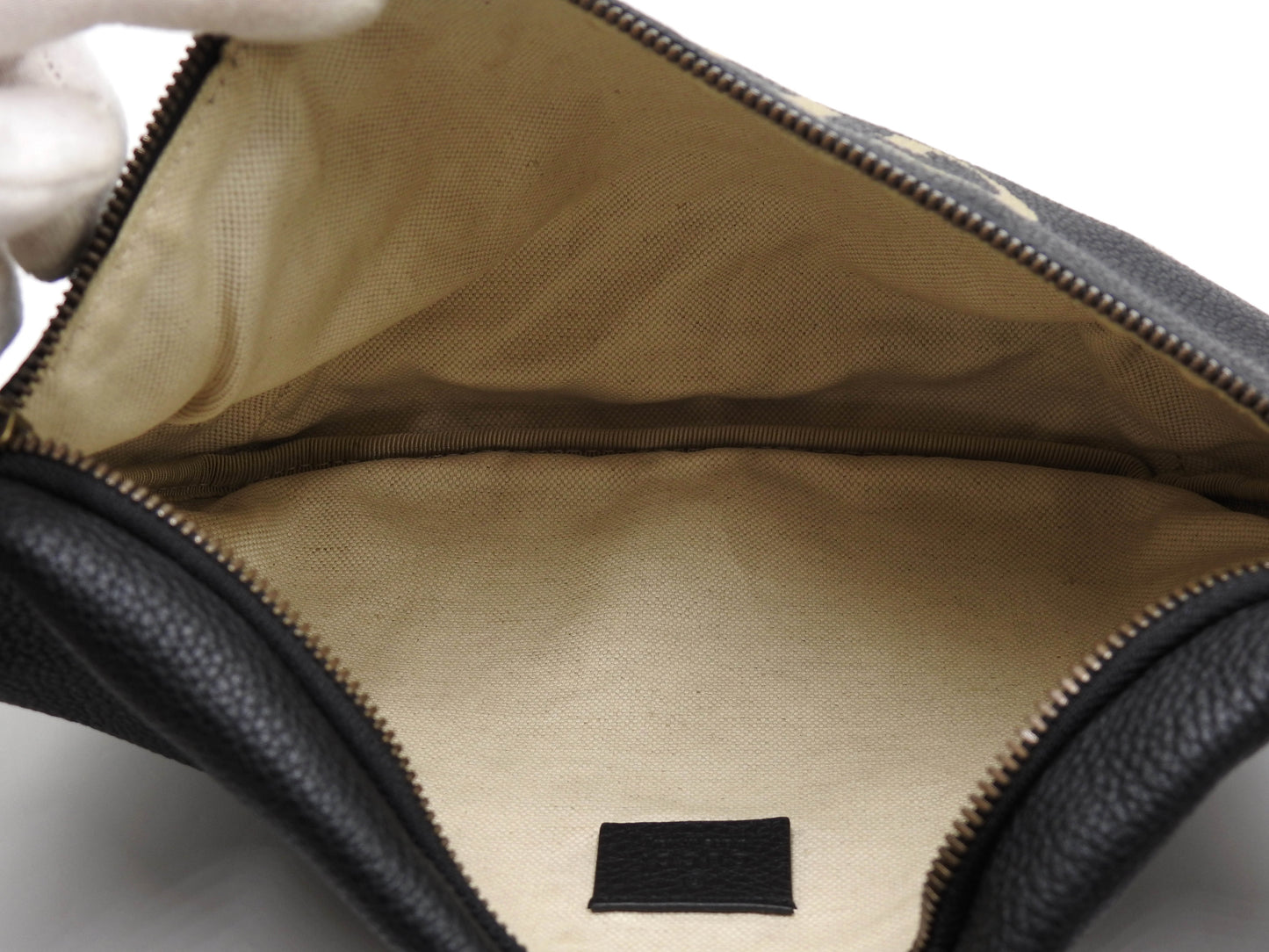 GUCCI Logo Print Web Sherry Waist Body Belt Bag Leather Black 530412