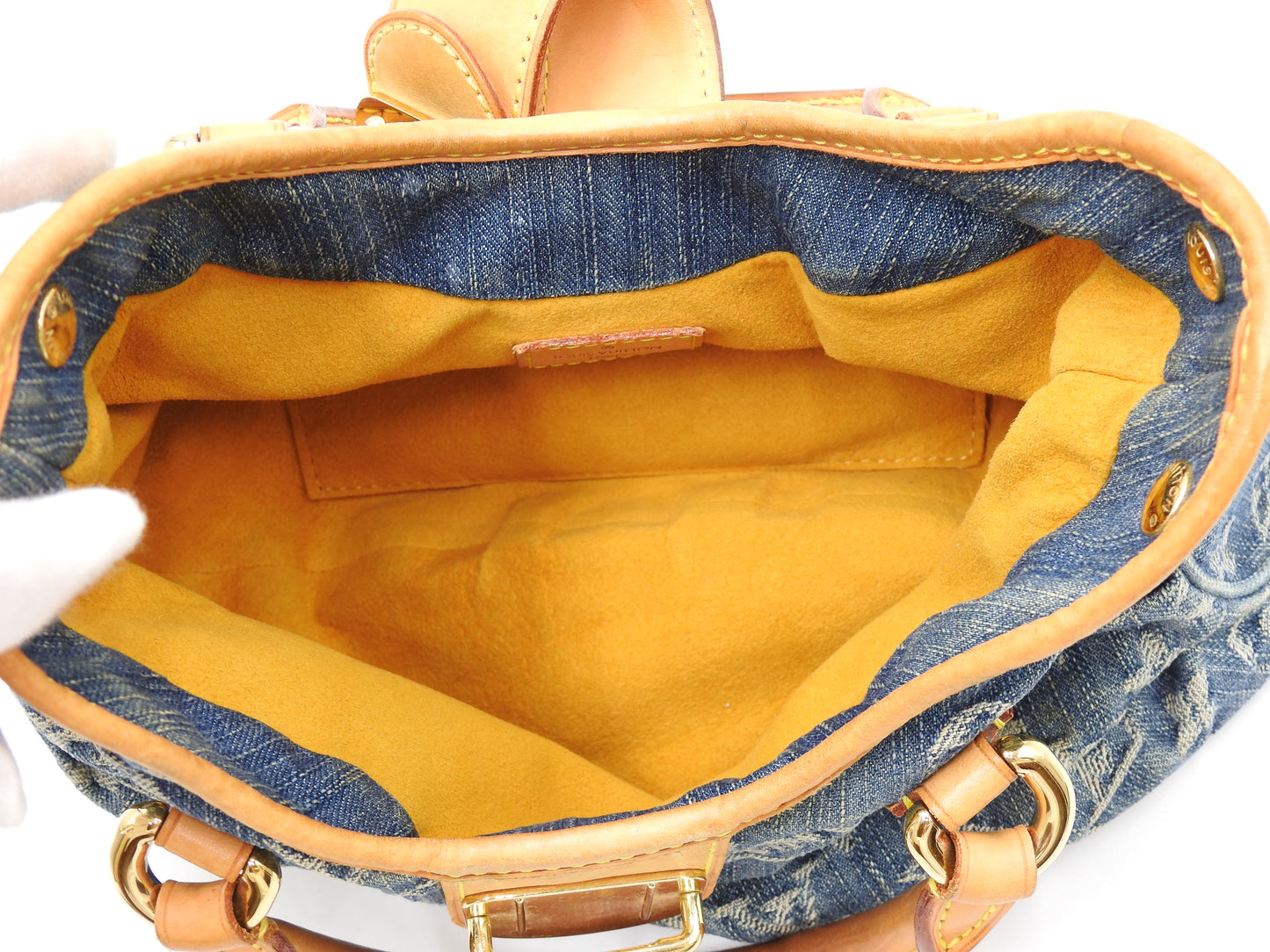 LOUIS VUITTON Pleaty Monogram Denim Hand Bag Shoulder Bag Blue M95020