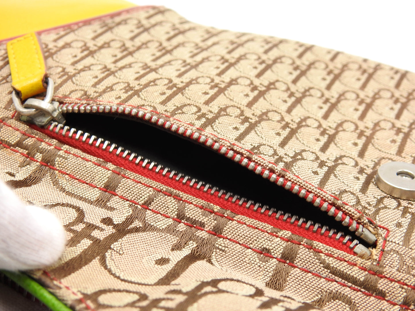 Christian Dior Rasta Trotter Saddle Shoulder Bag Canvas Beige Multicolor