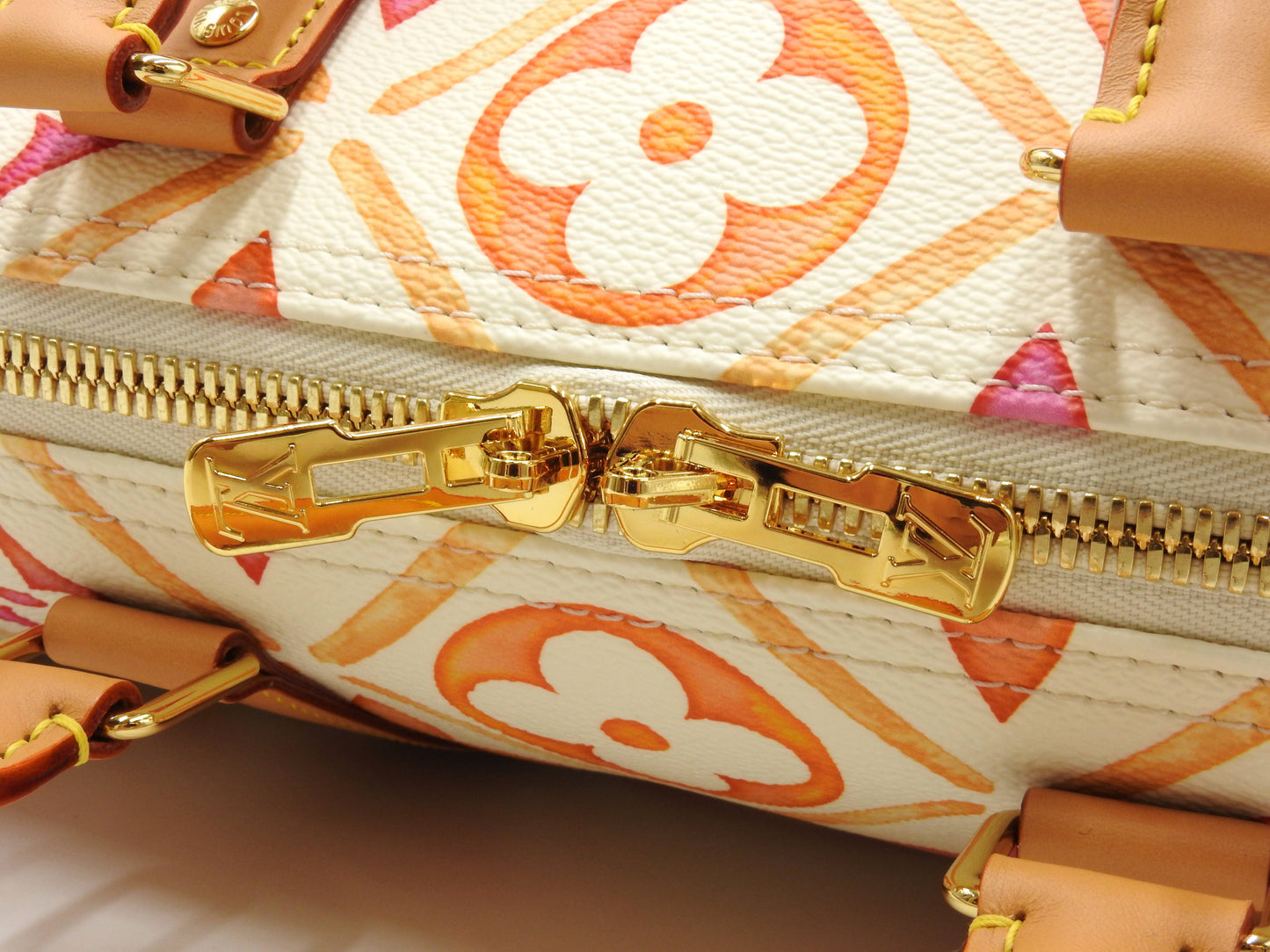 LOUIS VUITTON Monogram Tile Keepall Bandouliere 45 Travel Bag Coral M11251