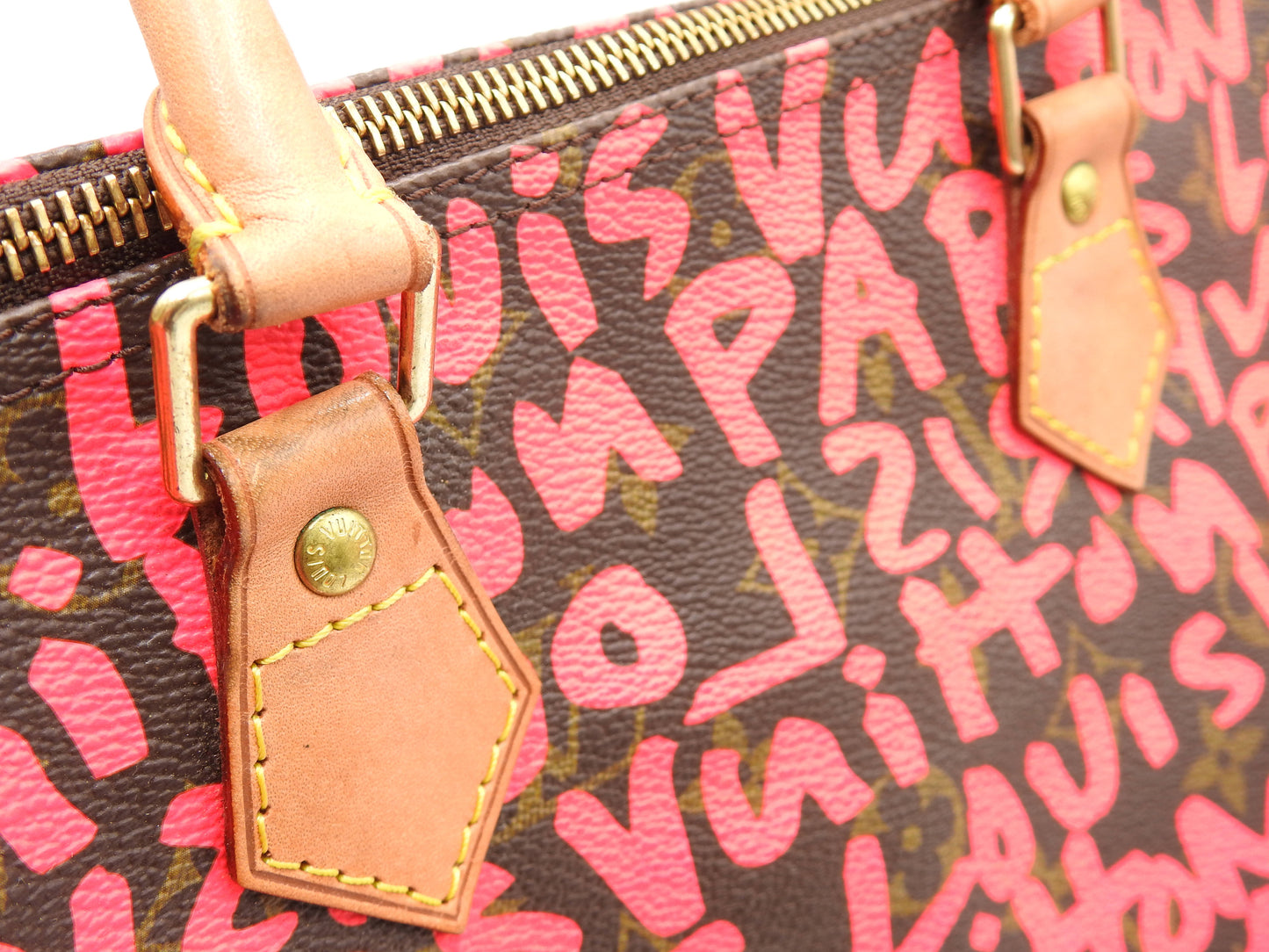 LOUIS VUITTON Monogram Graffiti Speedy 30 Hand Bag Boston Bag M93704 Pink