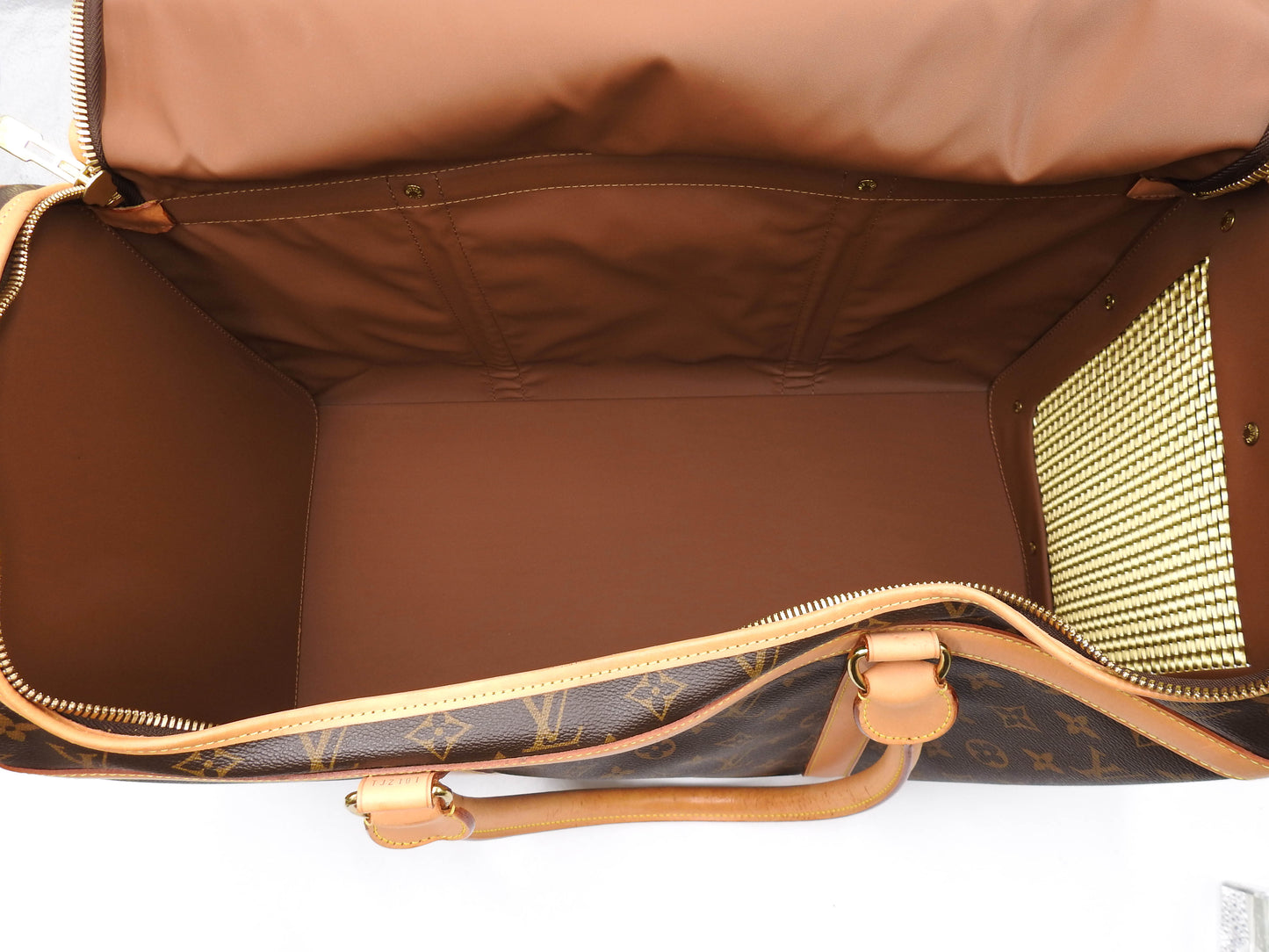 LOUIS VUITTON Monogram Sac Chien 50 Pet Carry Bag Hand Bag Gold M42021