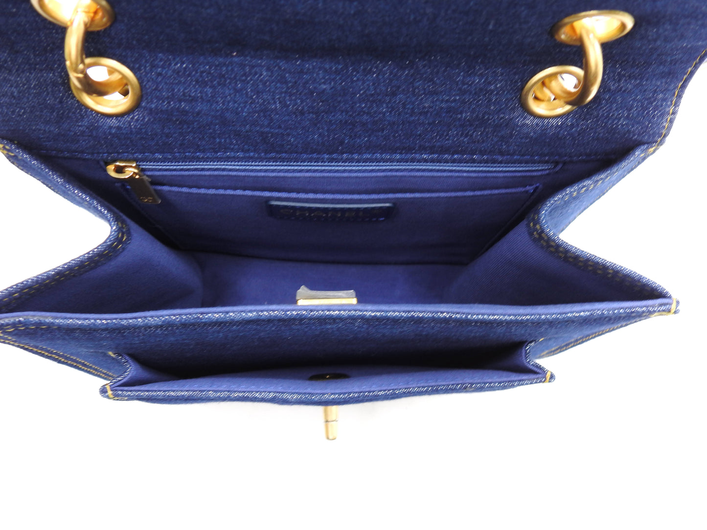 CHANEL Matelasse Double You Flap 2way Chain Shoulder Hand Bag Denim AS4051