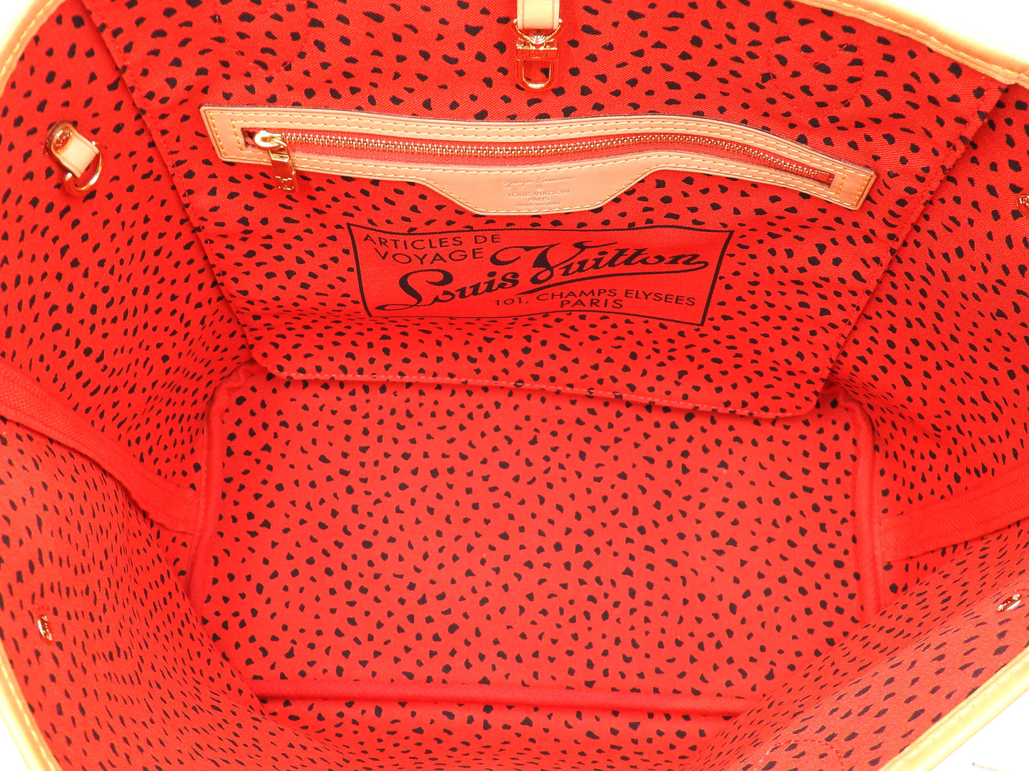 LOUIS VUITTON Monogram Wave Kusama Yayoi Neverfull MM Tote Bag Red M40686