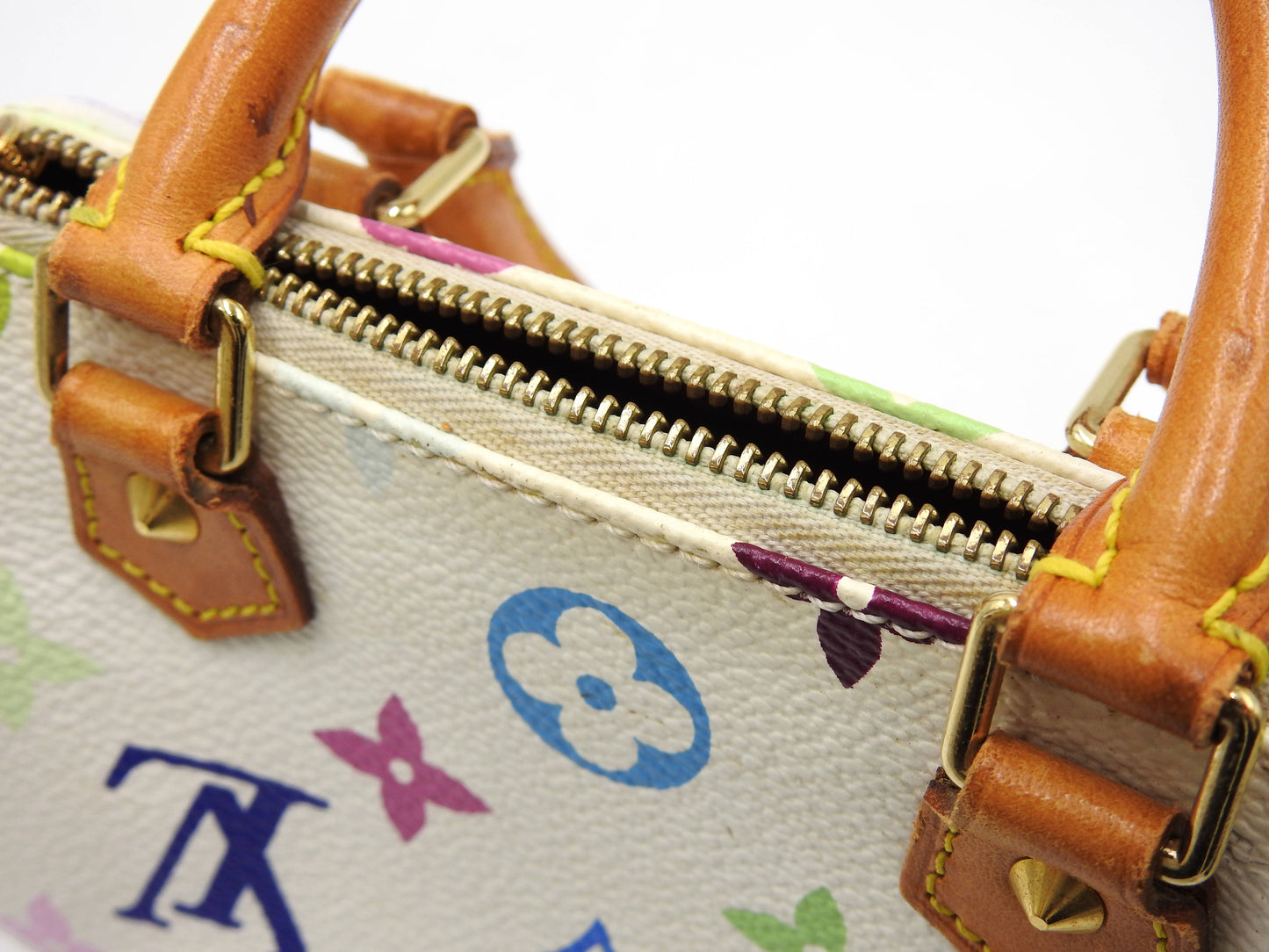 LOUIS VUITTON Monogram Mini Speedy Hand Bag Multicolor Bron White M92645