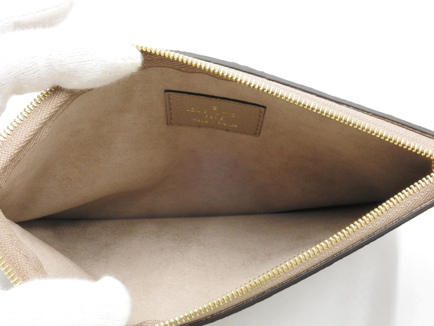 LOUIS VUITTON Monogram Empreinte Carryall Zip NM PM Dove Cream M47180