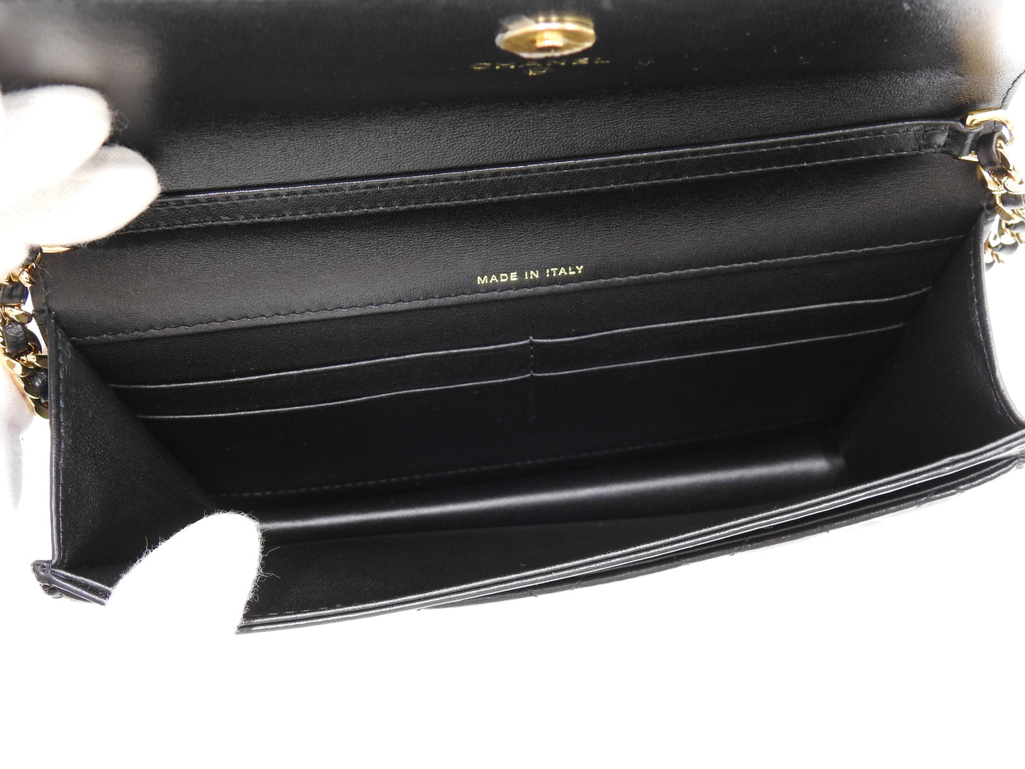 CHANEL Matelasse Chain Phone Holder Shoulder Bag Lambskin Black AP3764