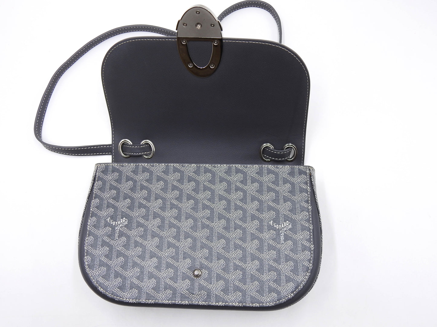 GOYARD Goyardine Sac 233 PM Shoulder Bag PVC Leather Grey Silver