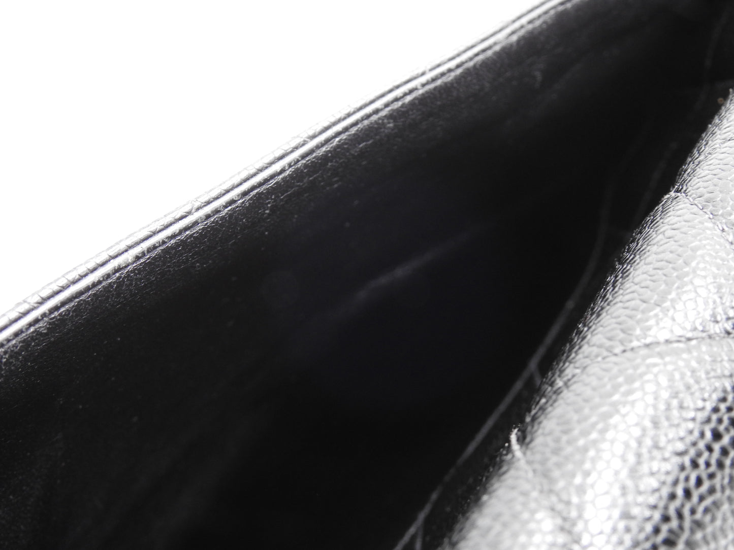 CHANEL CC Matelasse Briefcase Business Bag Caviarskin Leather Black Gold