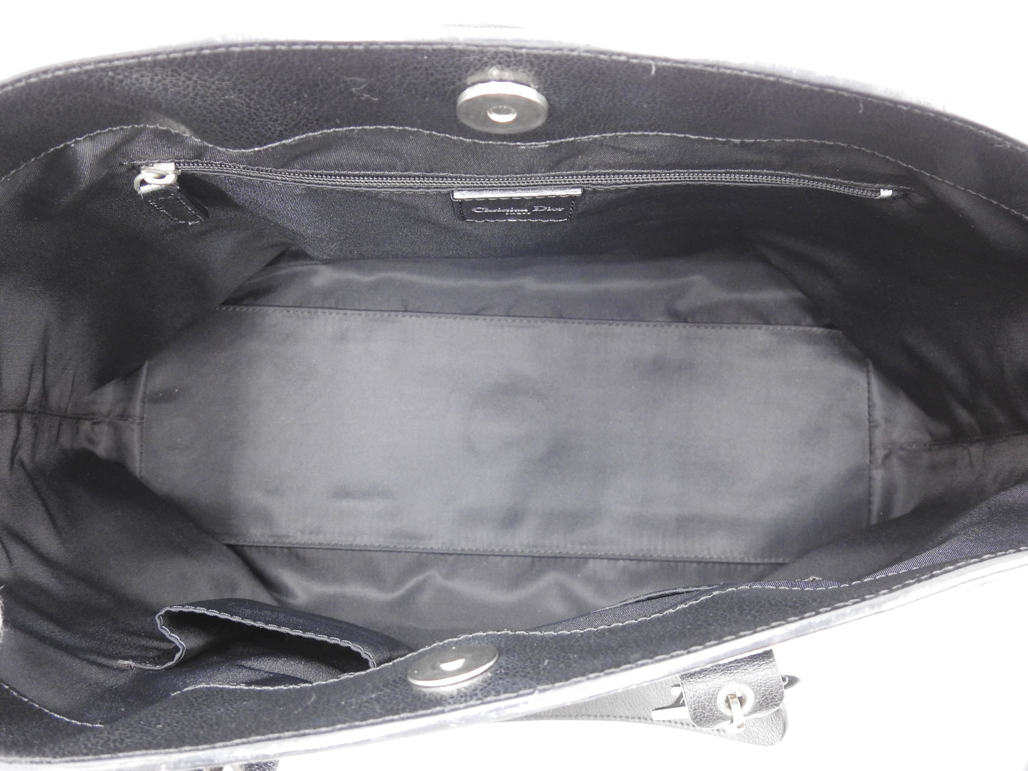 Christian Dior Trotter Flower Embroidery Shoulder Hand Bag Canvas Black