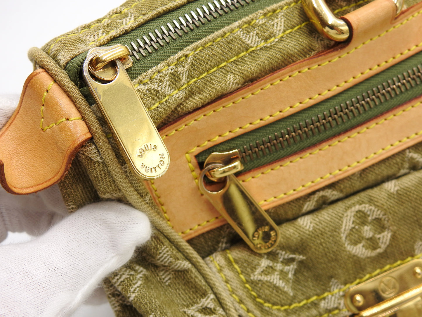 LOUIS VUITTON Monogram Denim Neo Speedy Hand Bag Boston Bag Khaki M95215