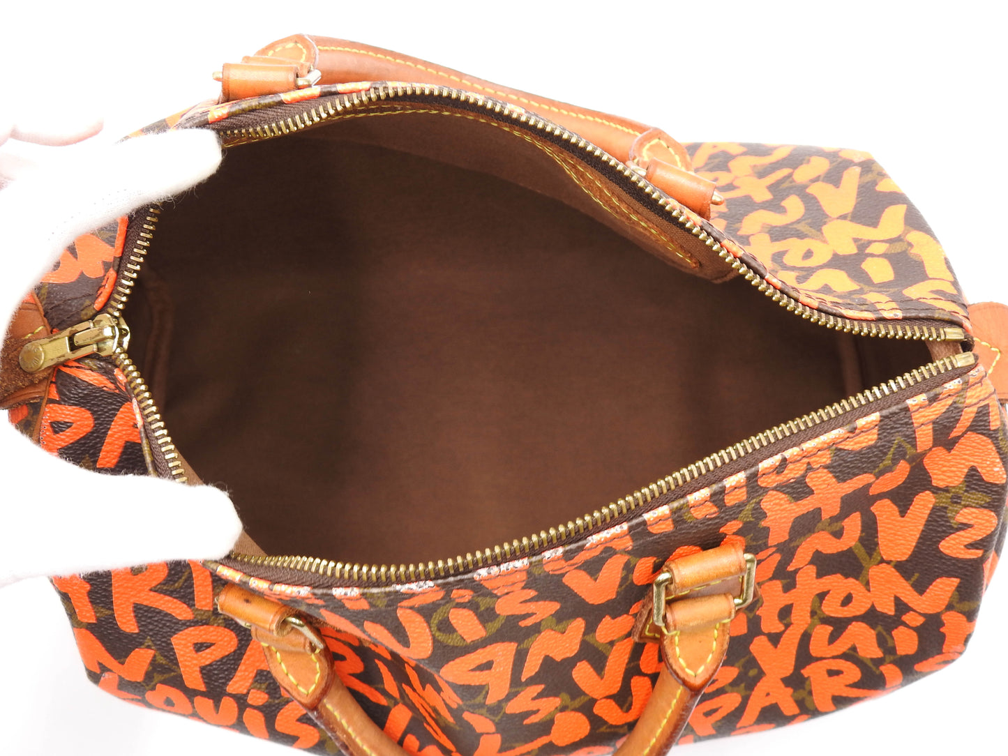LOUIS VUITTON Monogram Graffiti Speedy 30 Boston Hand Bag Orange M93705