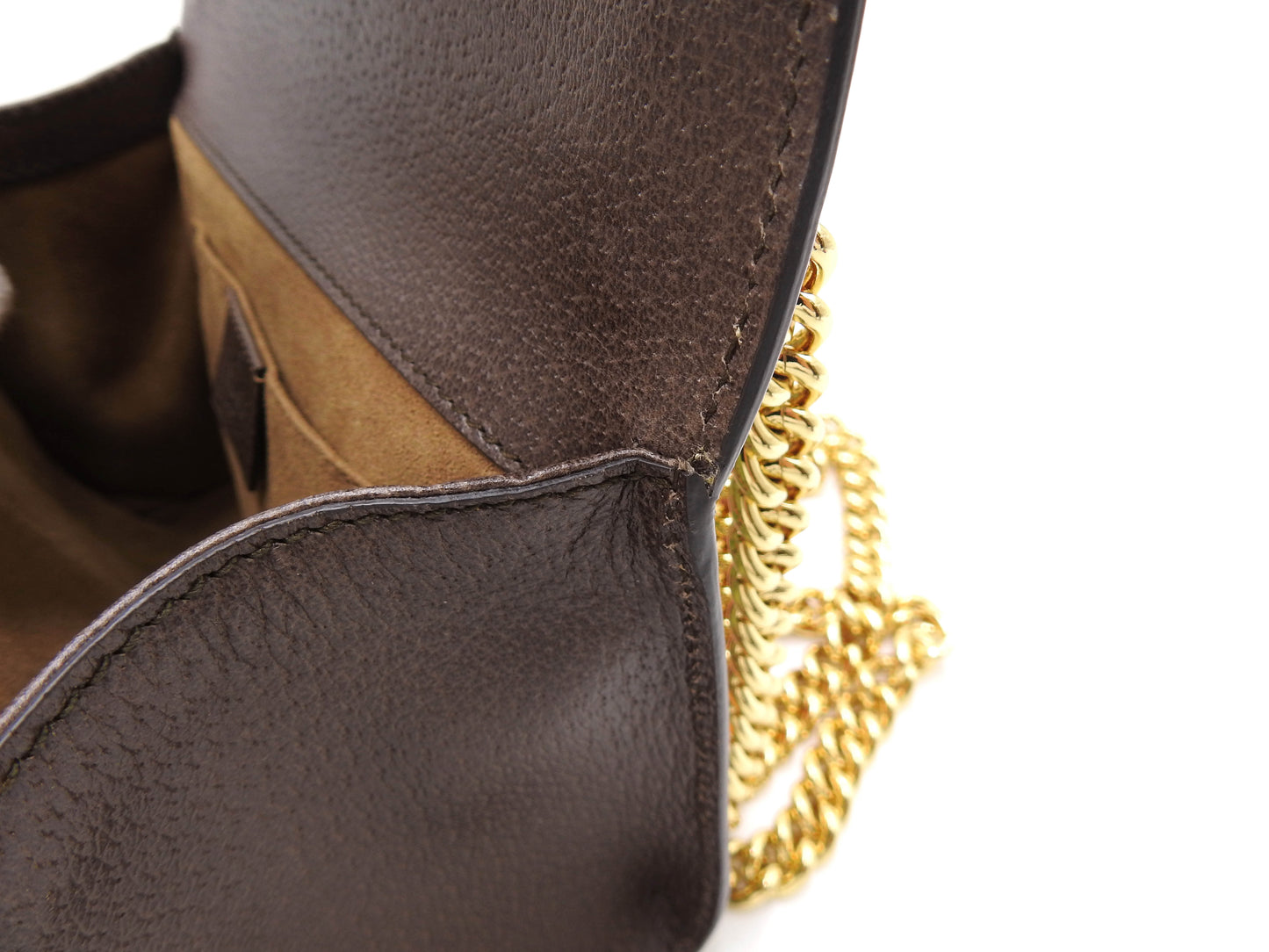 GUCCI GG Supreme Tian Padlock Small Chain Shoulder Bag Beige Brown 409487