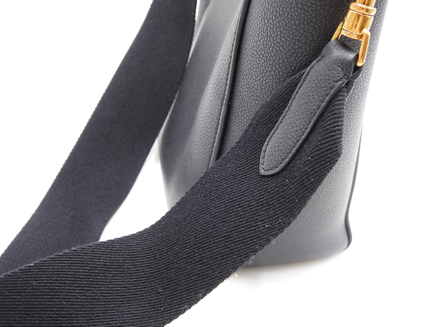 CELINE Small Sangle Bucket Shoulder Bag Soft Grained Calfskin Black