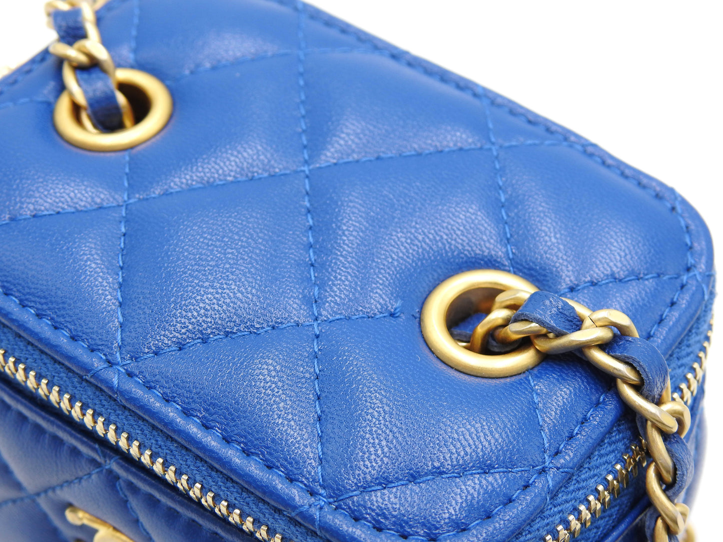 CHANEL Matelasse Pearl Crush Small Vanity Chain Shoulder Bag Blue AP1447