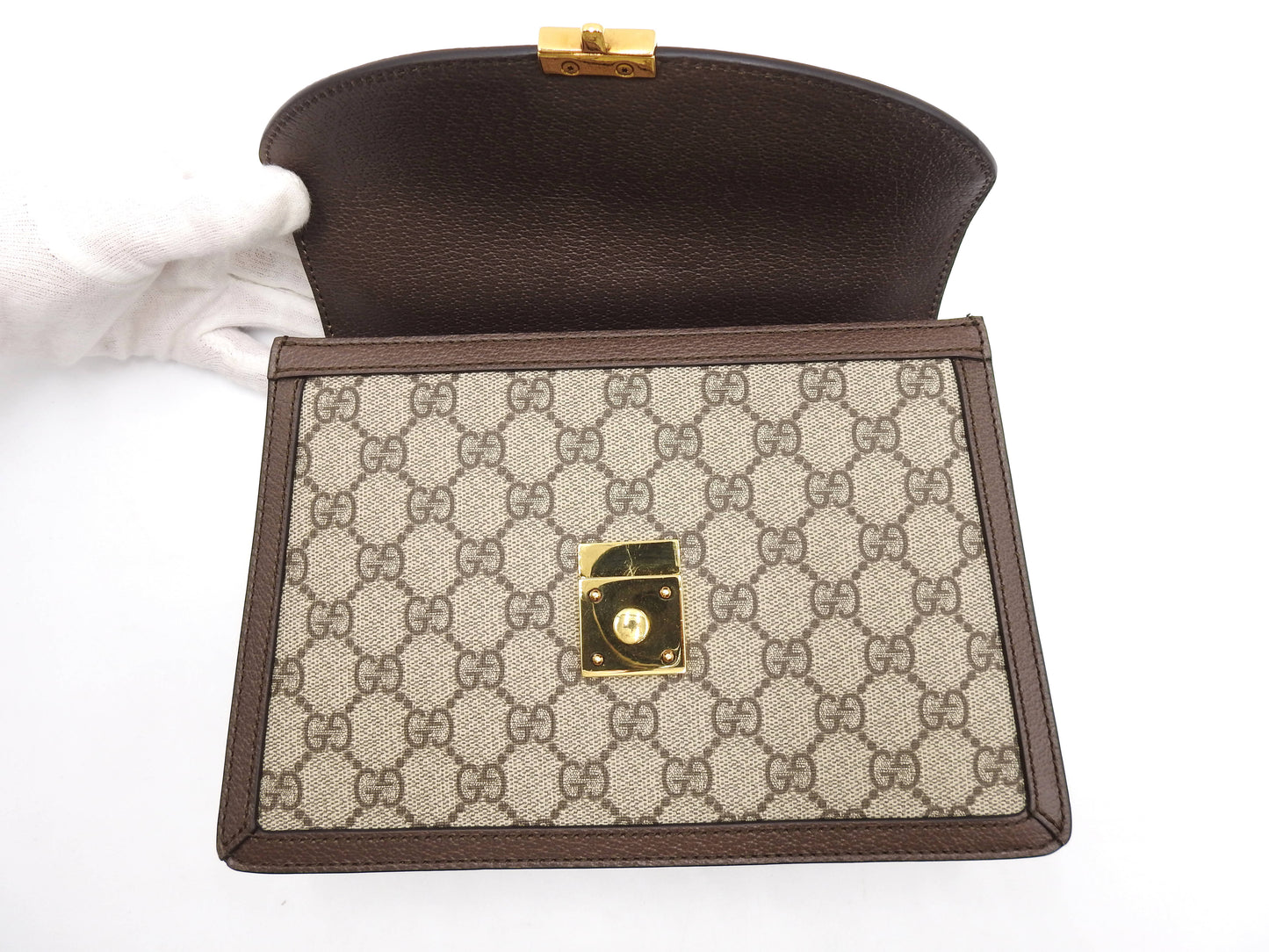 GUCCI Ophidia Web Top Handle 2way Shoulder Hand Bag Beige Brown 651055