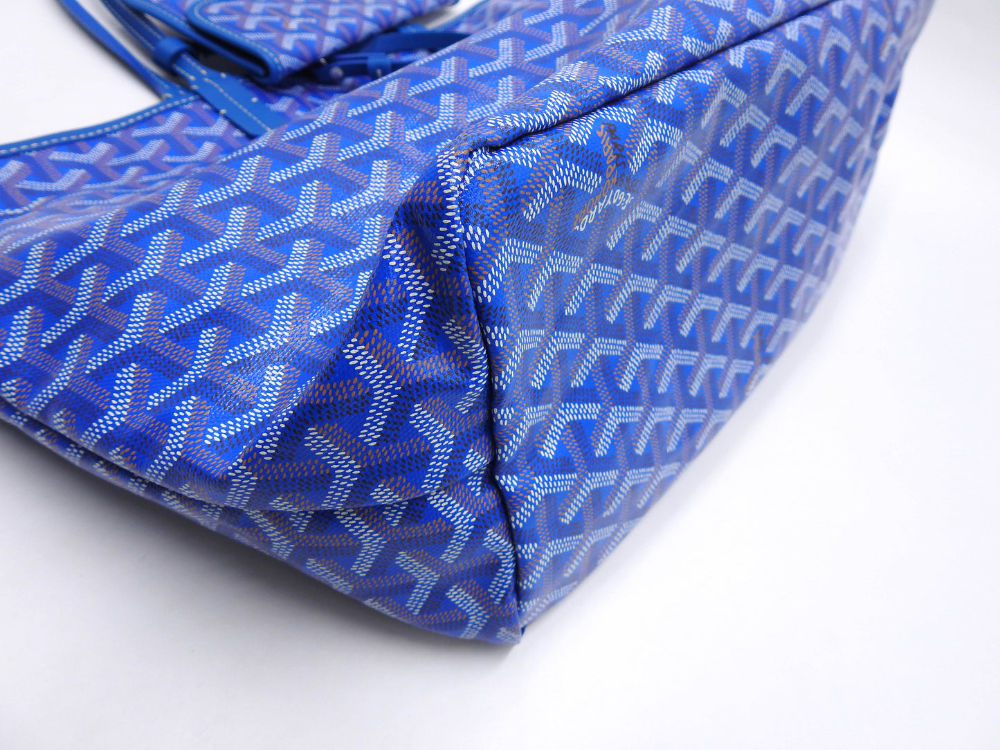 GOYARD Saint Louis PM Shoulder Tote Bag PVC Leather Blue with Pouch