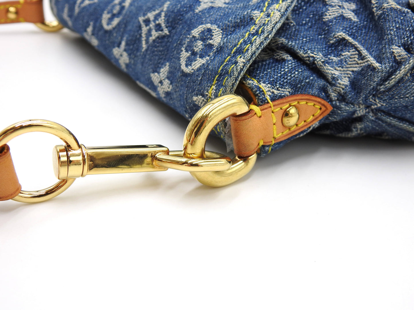 LOUIS VUITTON Mini Pleaty Monogram Denim Shoulder Hand Bag Blue M95050